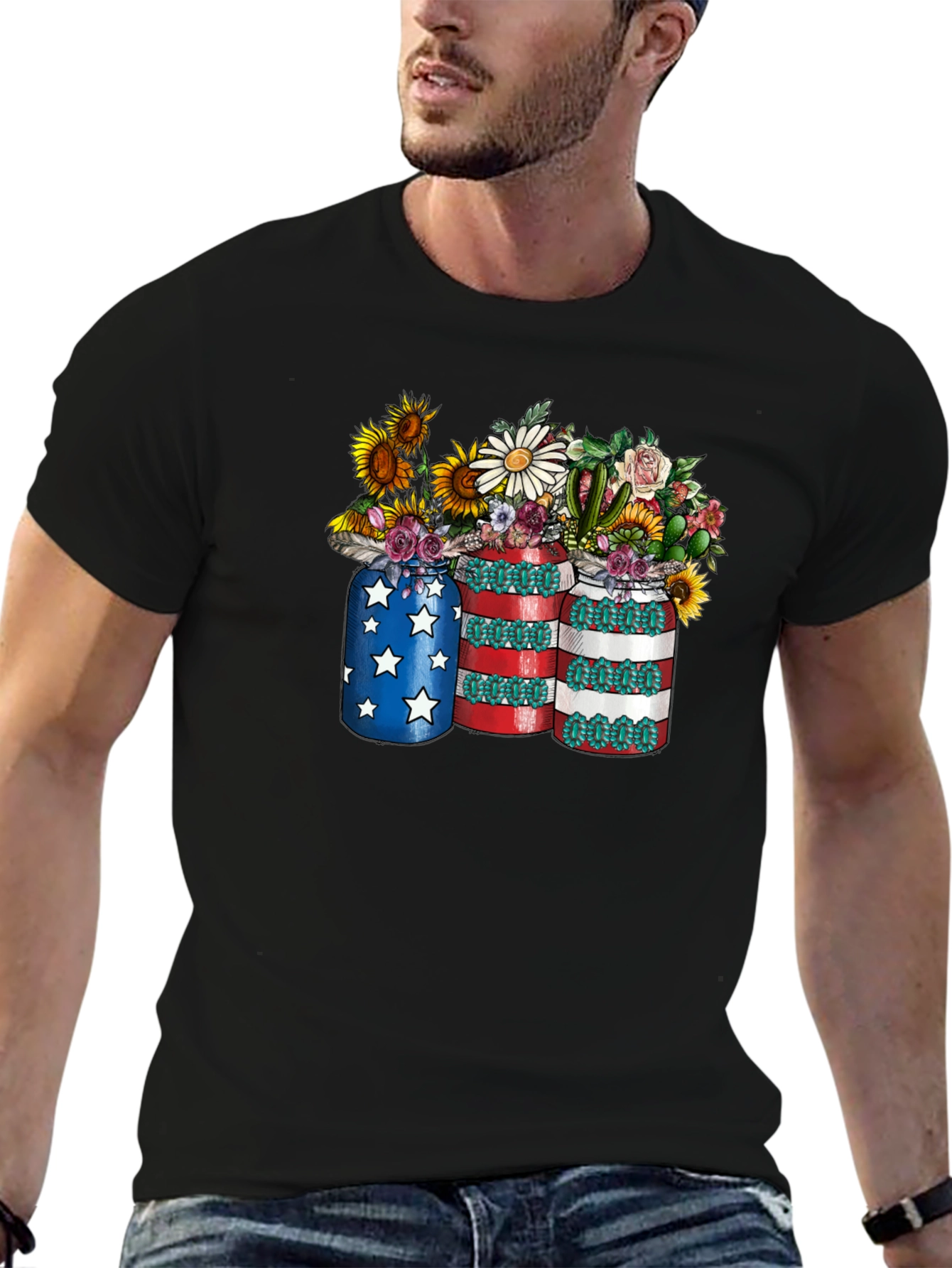 Patriotic Floral Mason Jar T-Shirt