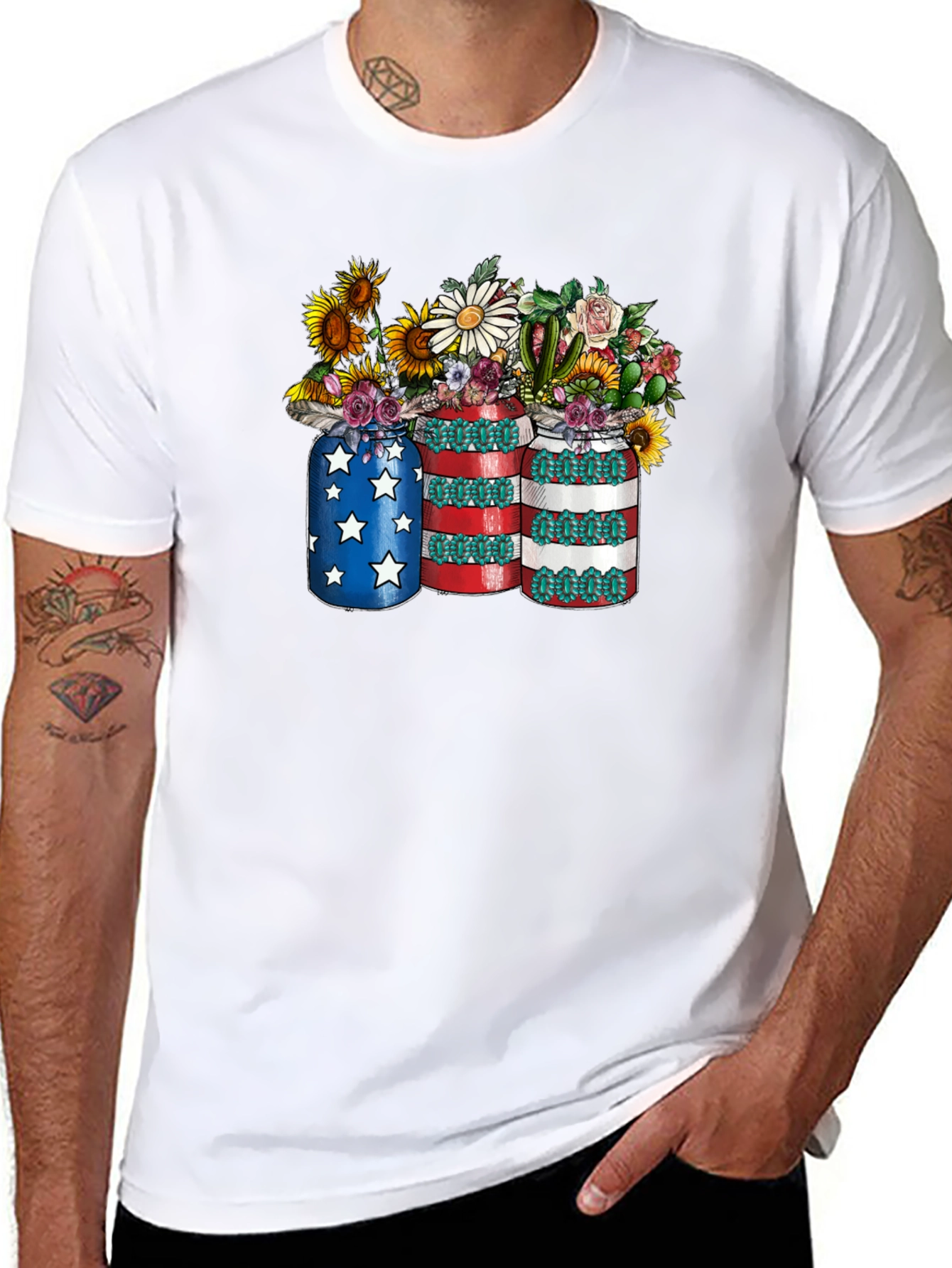 Patriotic Floral Mason Jar T-Shirt