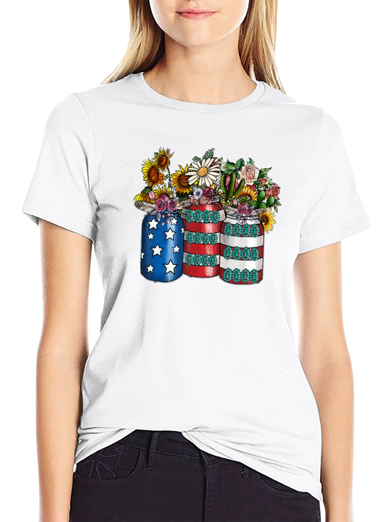 Patriotic Floral Mason Jar T-Shirt