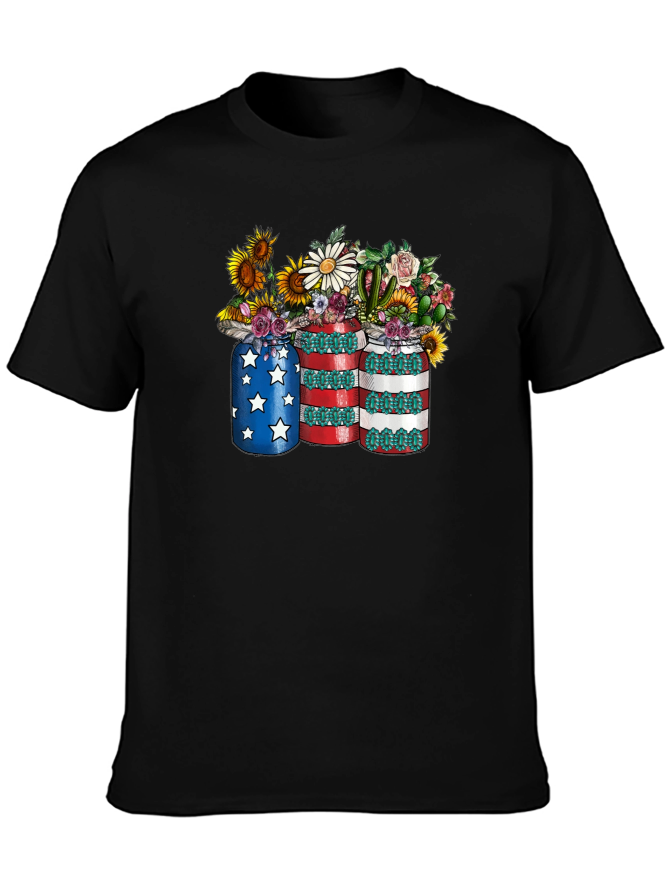 Patriotic Floral Mason Jar T-Shirt