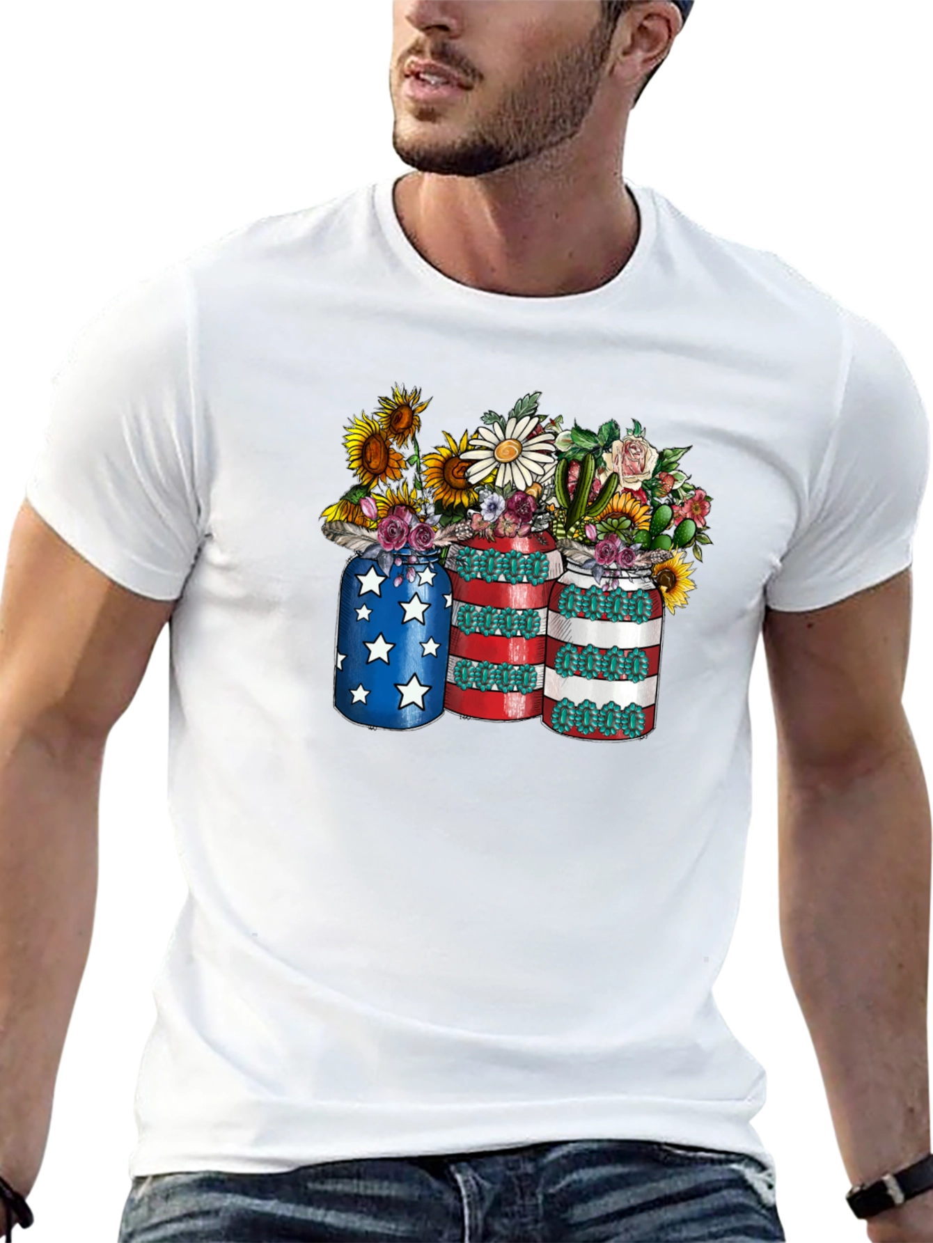 Patriotic Floral Mason Jar T-Shirt
