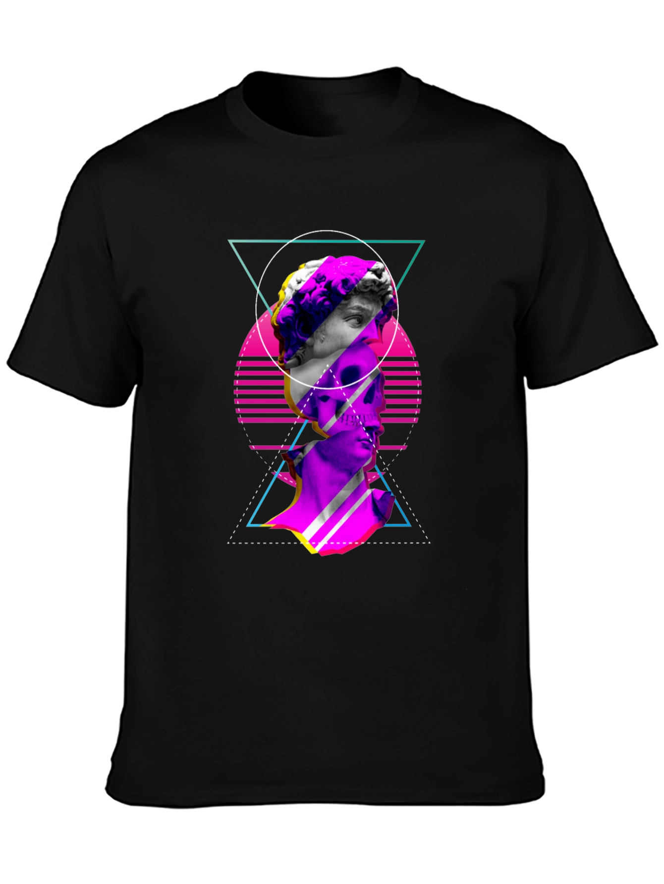 Vaporwave Statue Graphic Tee - Edgy Mens T-Shirt