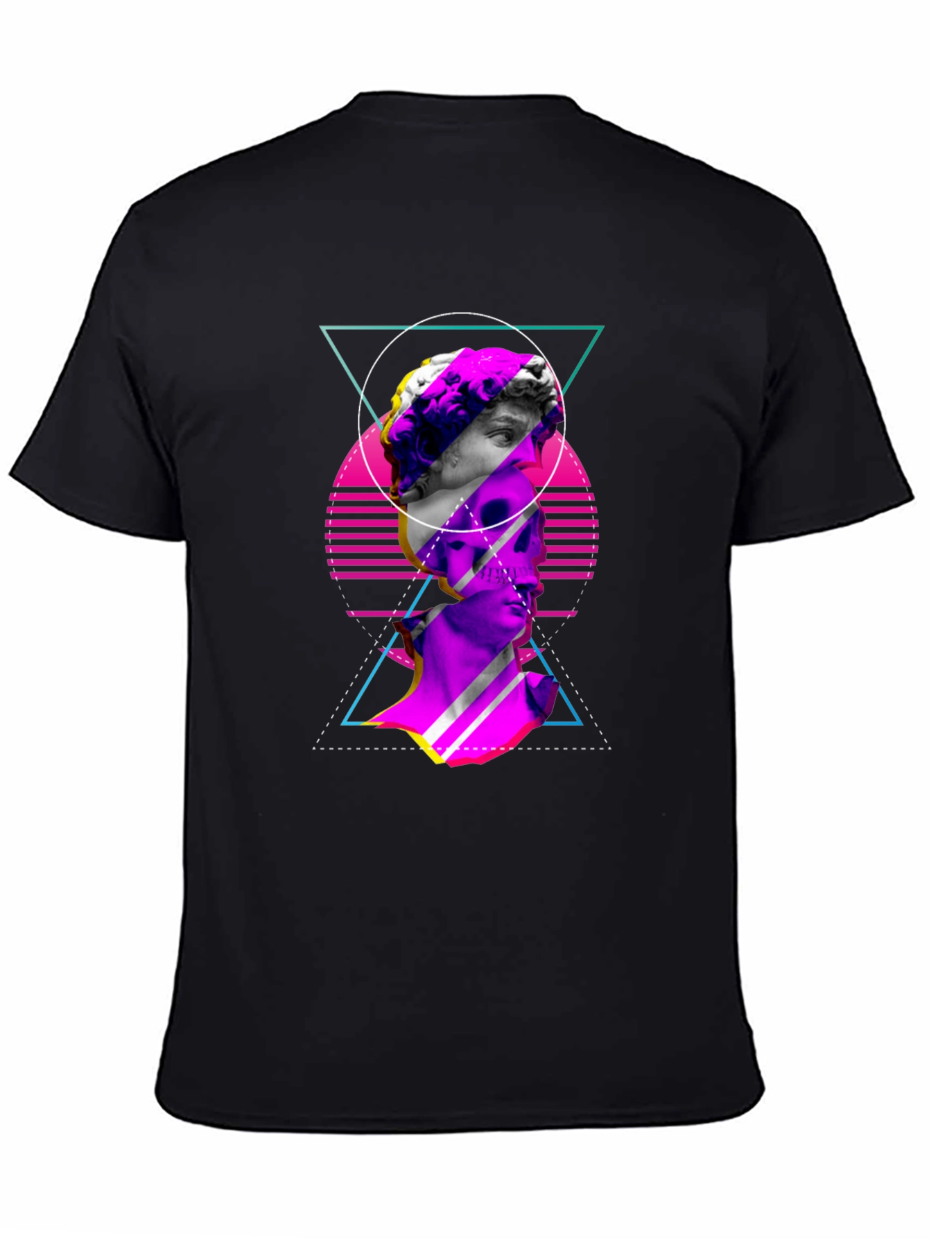 Vaporwave Statue Graphic Tee - Edgy Mens T-Shirt