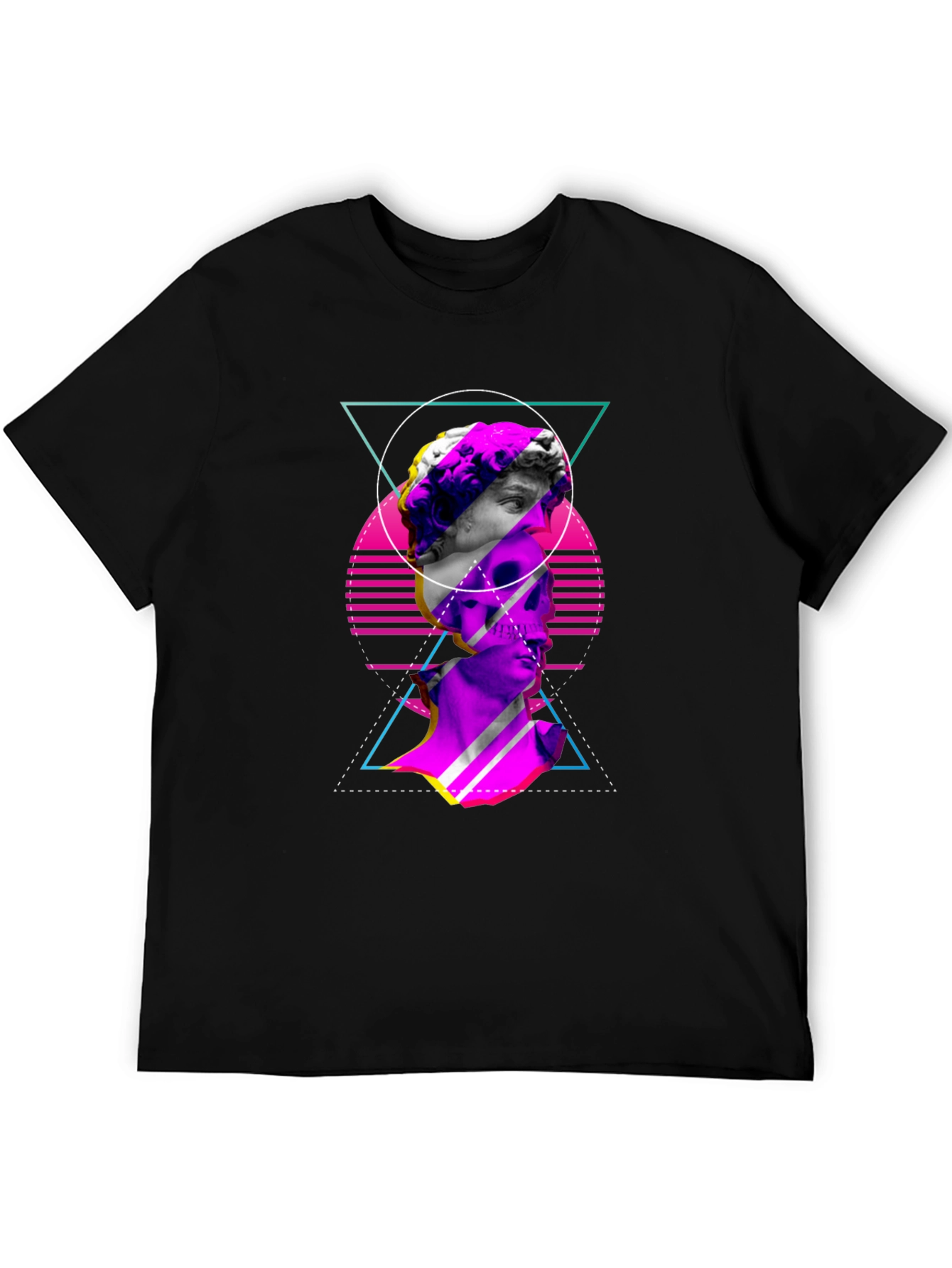 Vaporwave Statue Graphic Tee - Edgy Mens T-Shirt