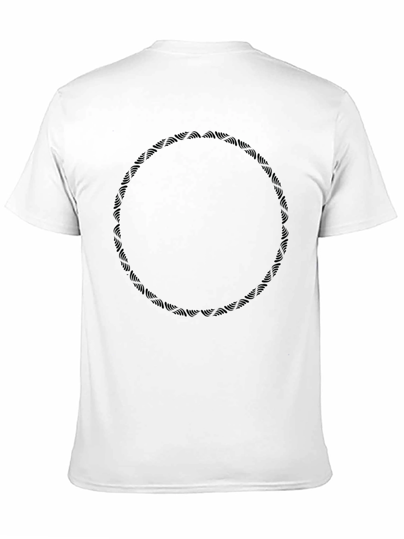 Black Graphic Tee with Circular Rope Design