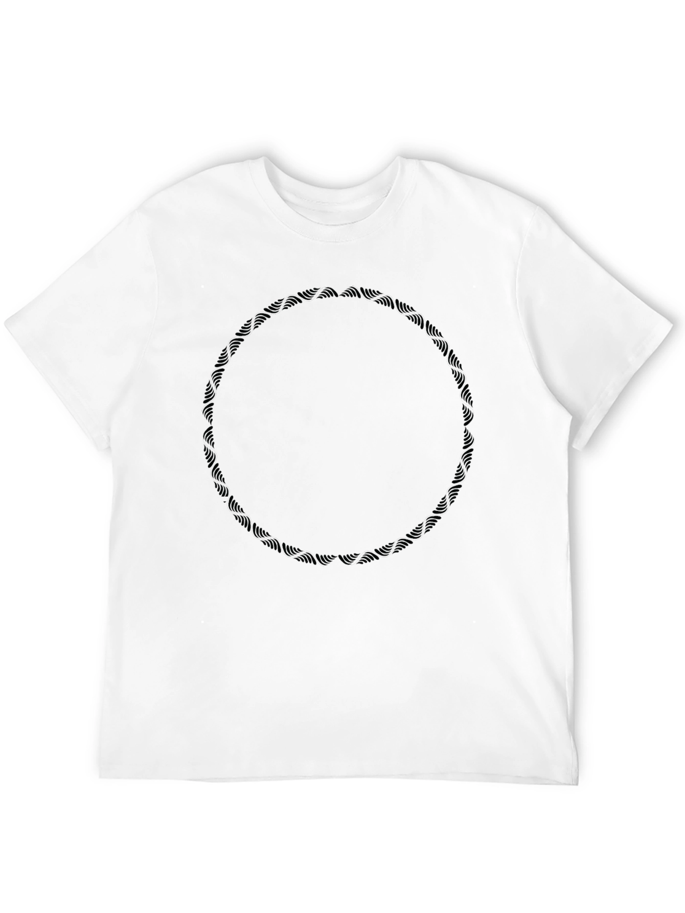 Black Graphic Tee with Circular Rope Design
