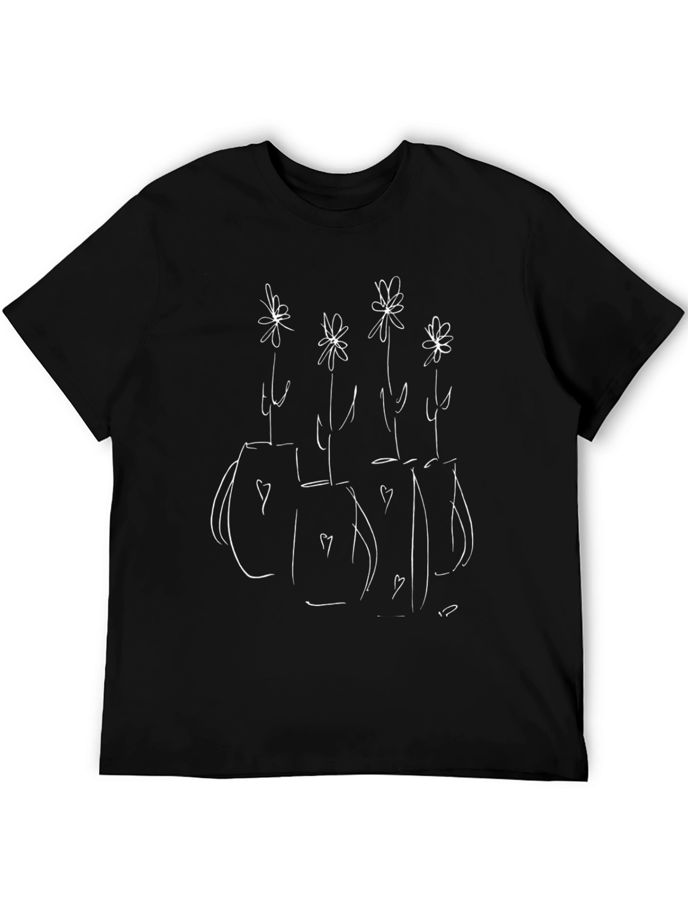 Floral Sketch Black Graphic T-Shirt