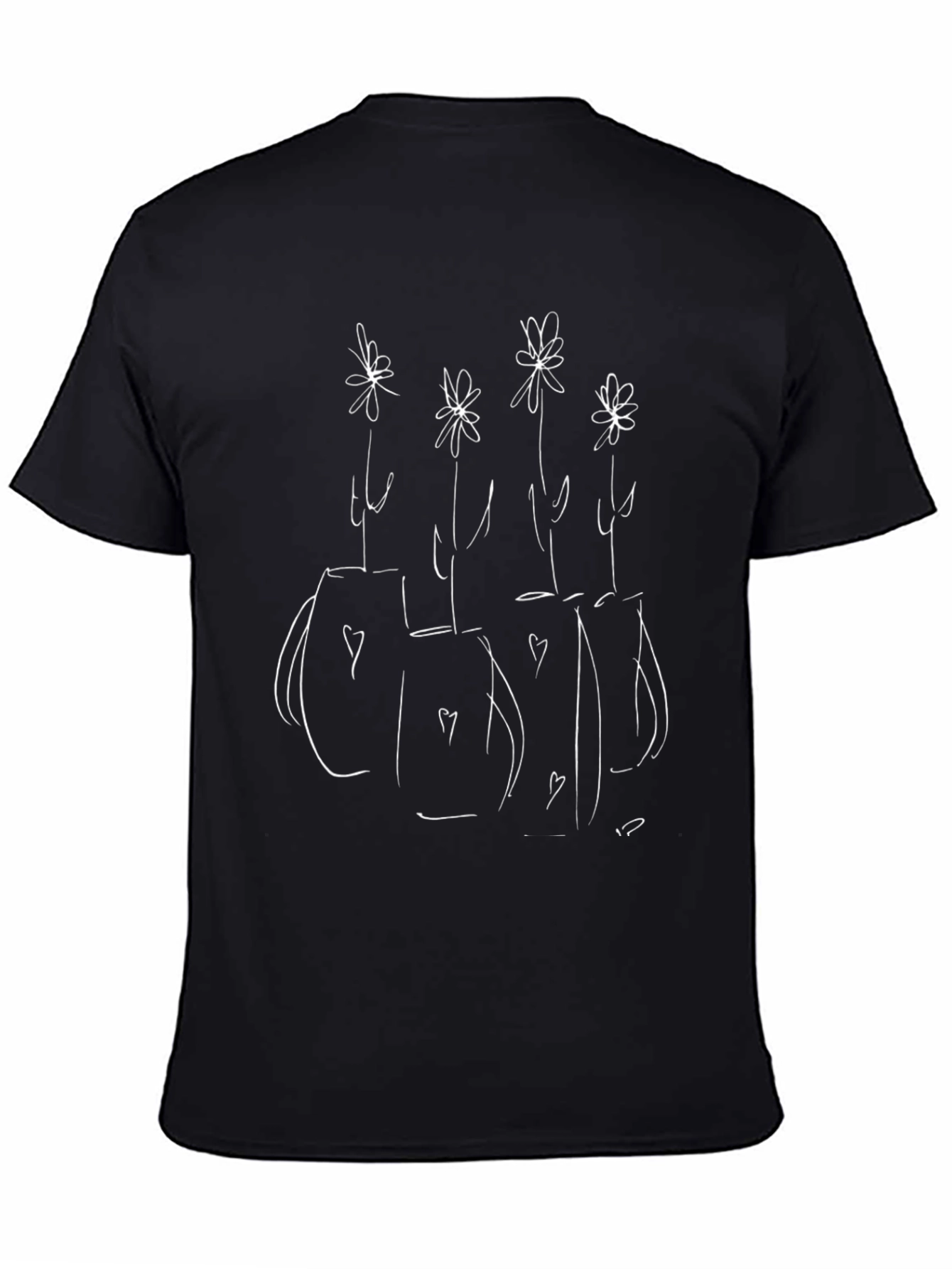 Floral Sketch Black Graphic T-Shirt