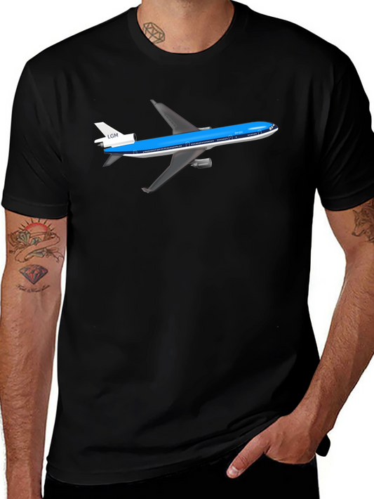 Airplane Graphic Tee - Black Cotton T-Shirt