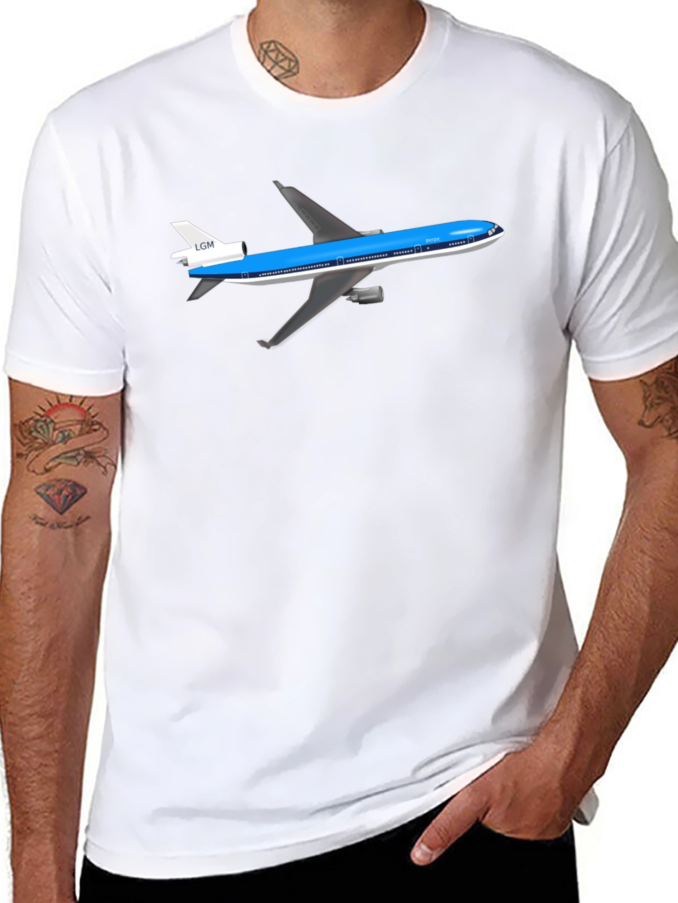 Airplane Graphic Tee - Black Cotton T-Shirt
