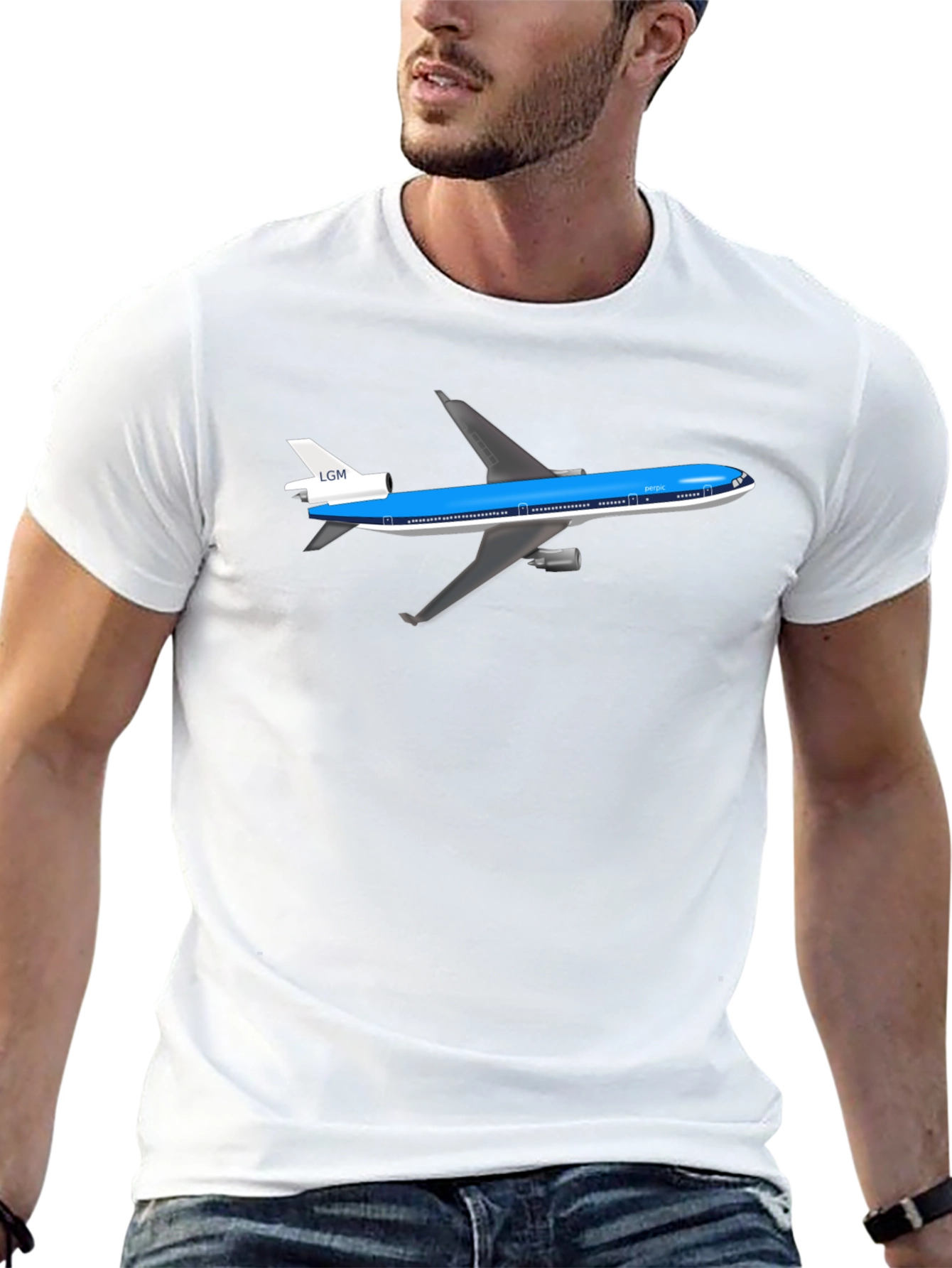 Airplane Graphic Tee - Black Cotton T-Shirt