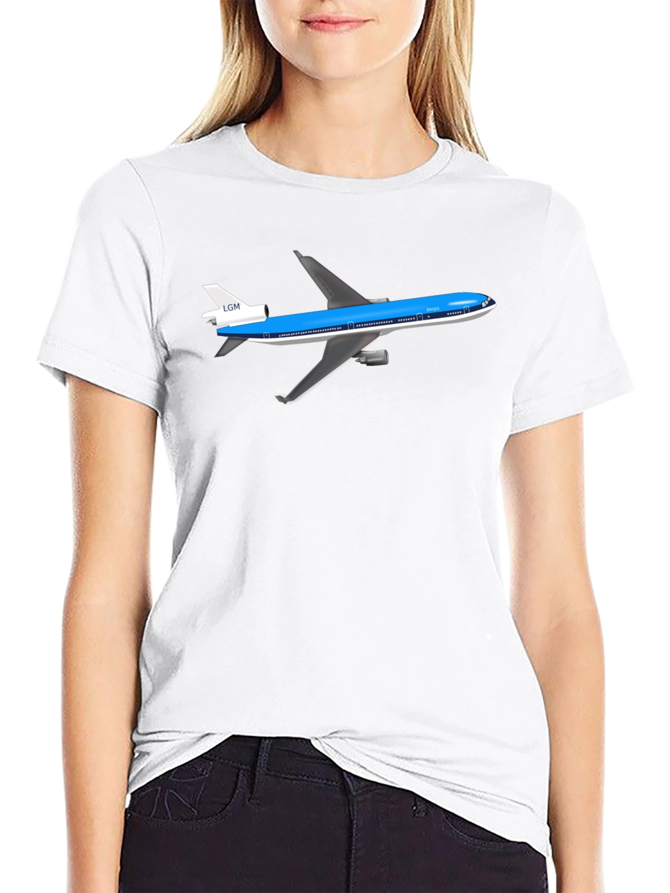 Airplane Graphic Tee - Black Cotton T-Shirt