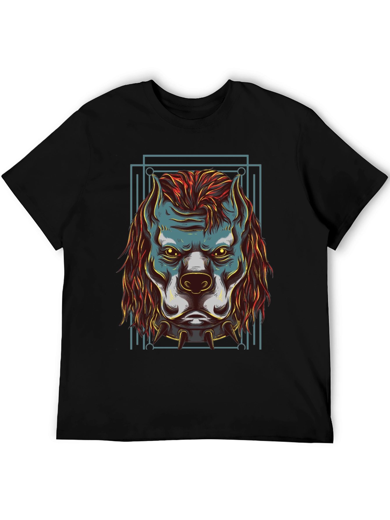 Mens Black Graphic Tee - Dog Head