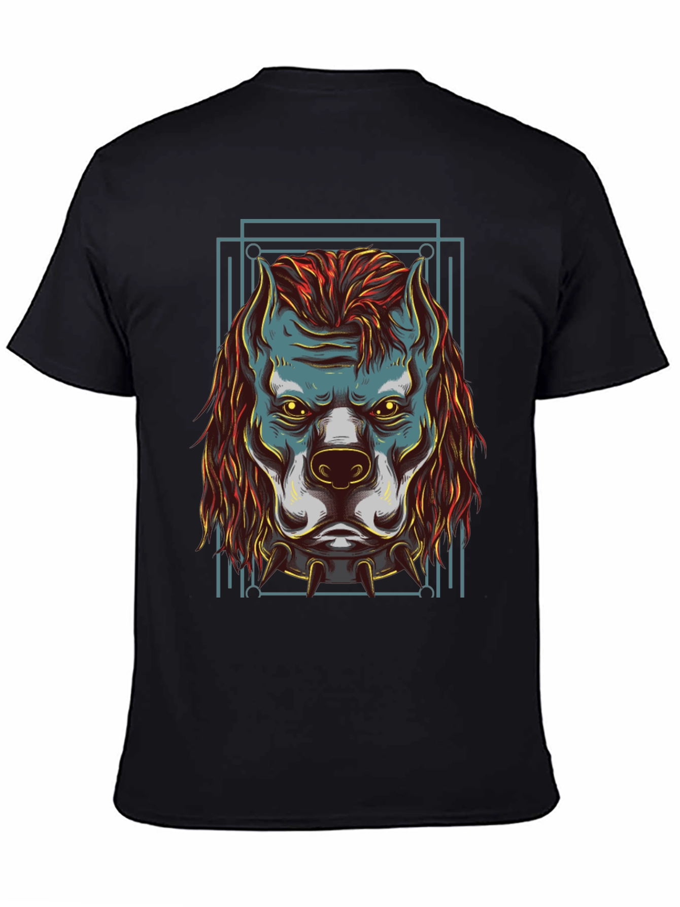 Mens Black Graphic Tee - Dog Head