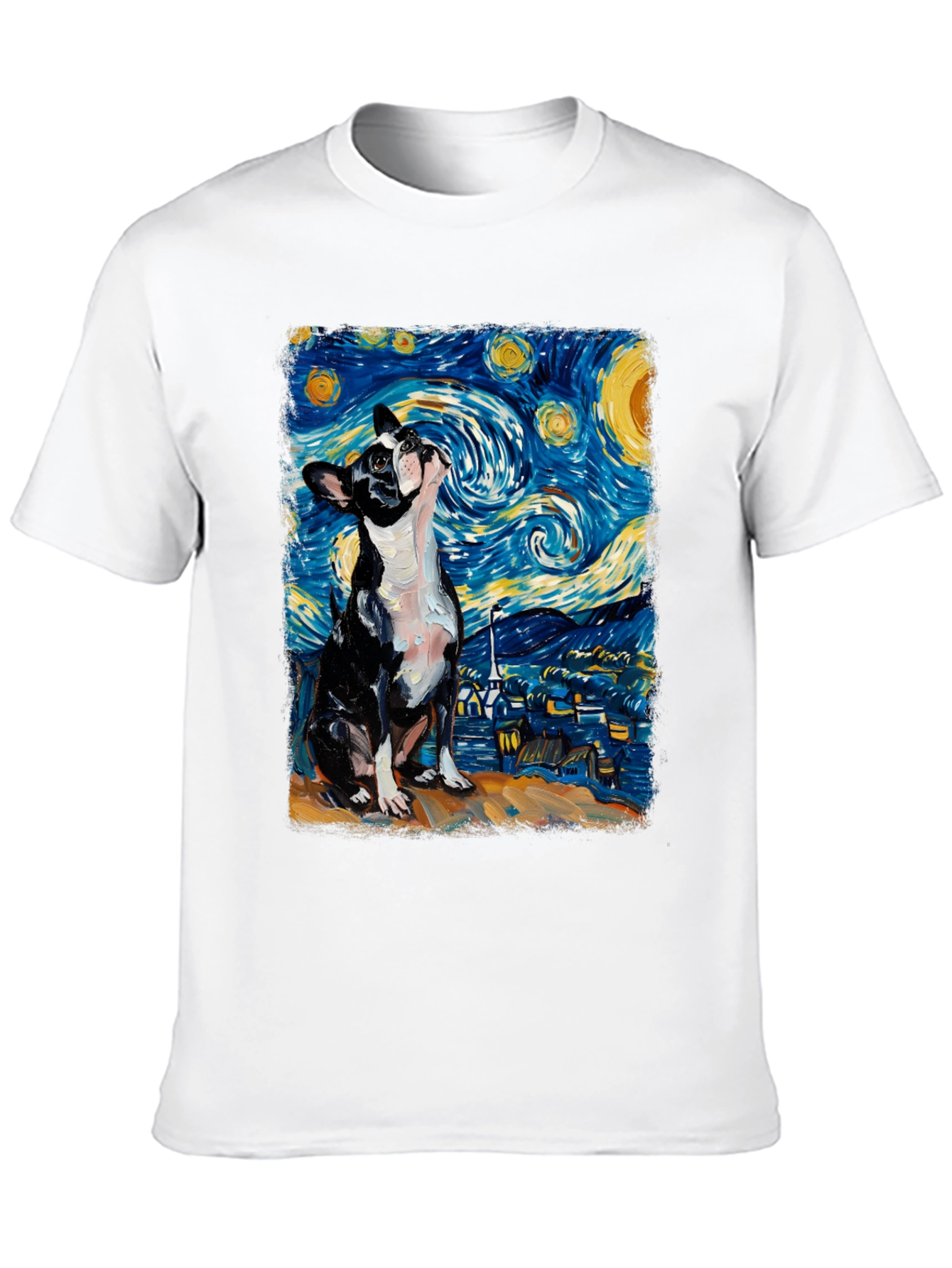 Starry Night Boston Terrier Graphic Tee