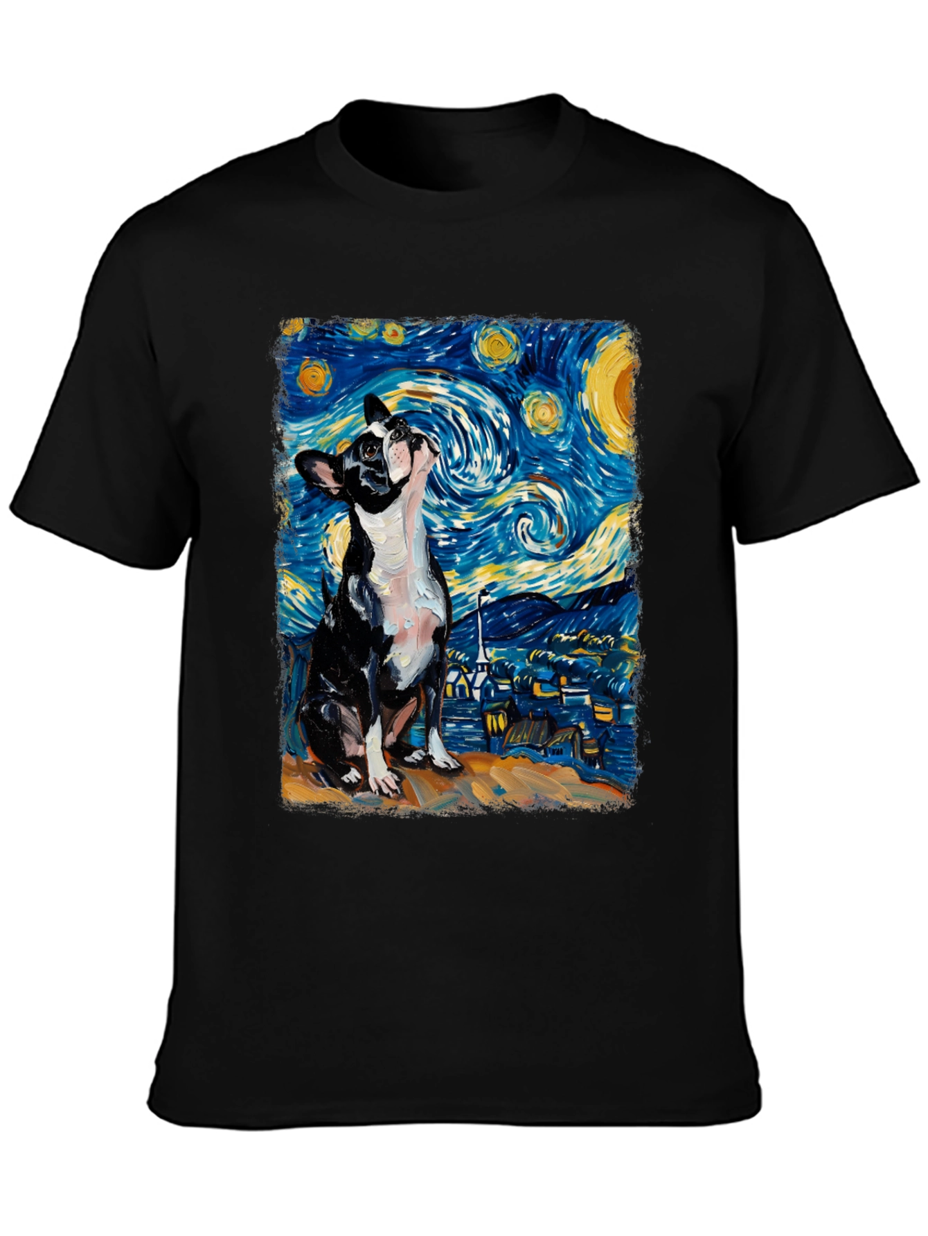 Starry Night Boston Terrier Graphic Tee