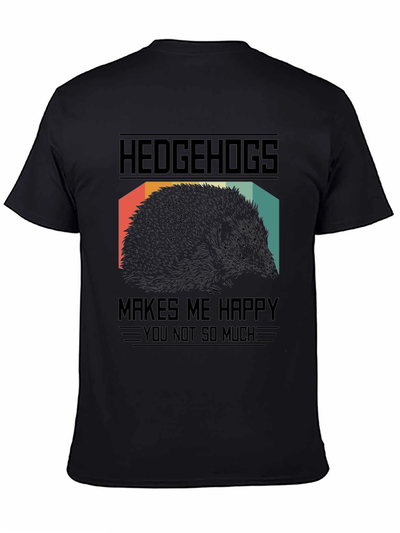 Hedgehogs Make Me Happy Black Graphic T-Shirt