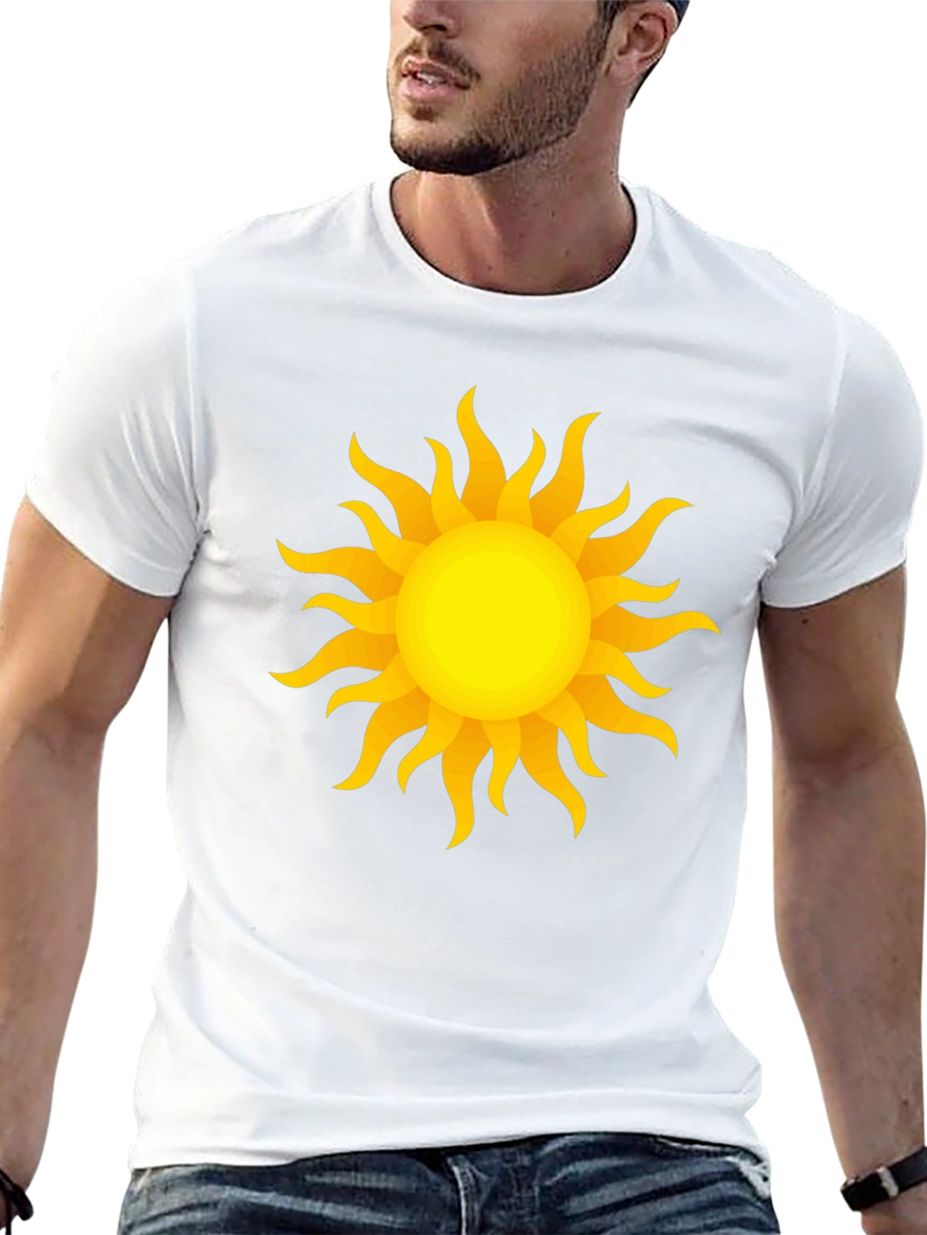 Radiant Sun Graphic Tee - Stylish Black Cotton T-Shirt