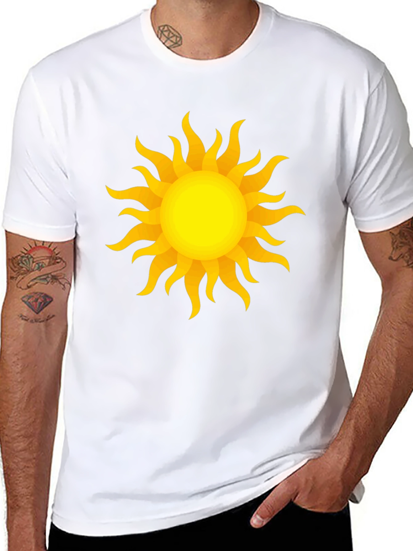Radiant Sun Graphic Tee - Stylish Black Cotton T-Shirt