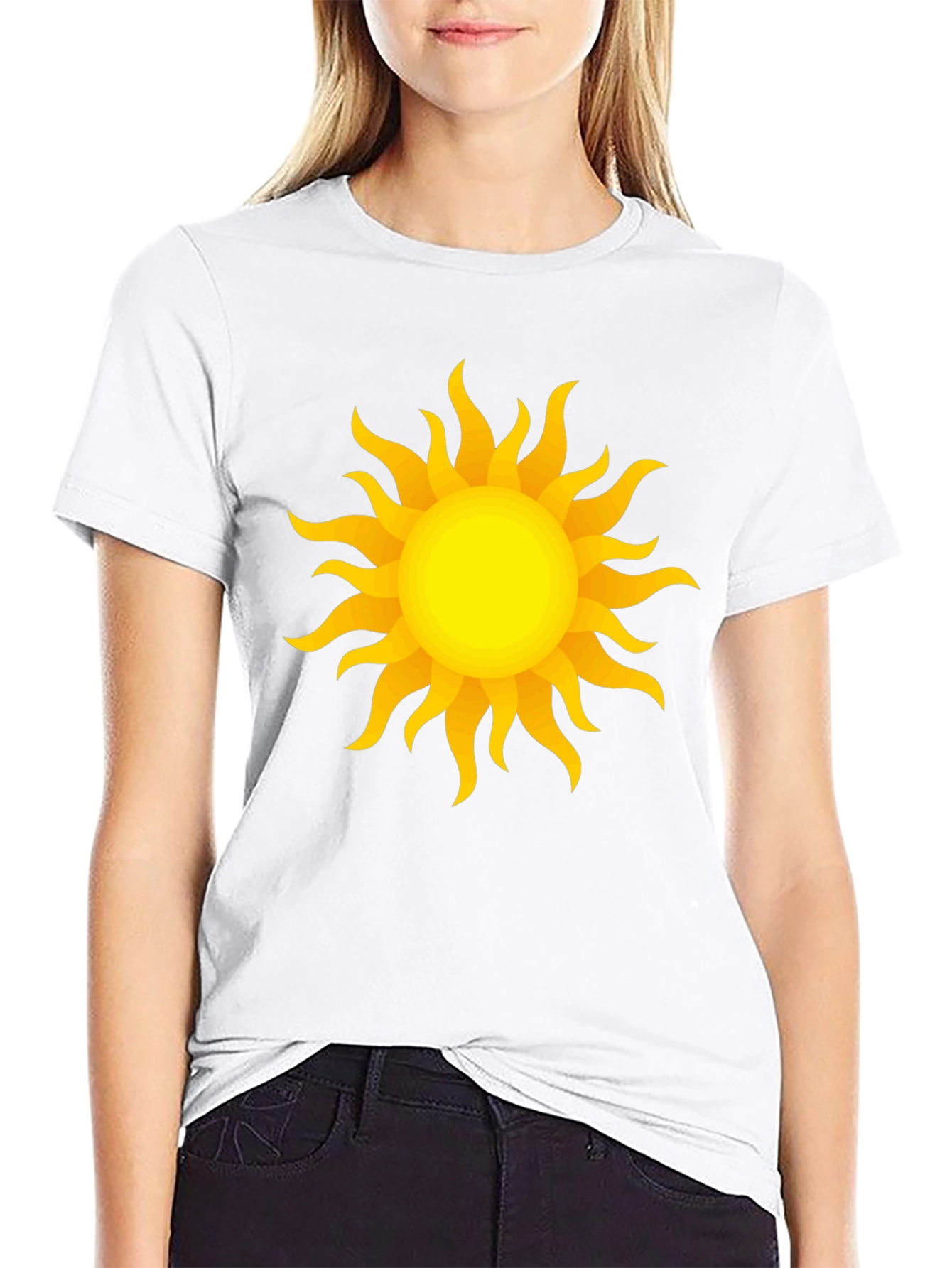 Radiant Sun Graphic Tee - Stylish Black Cotton T-Shirt