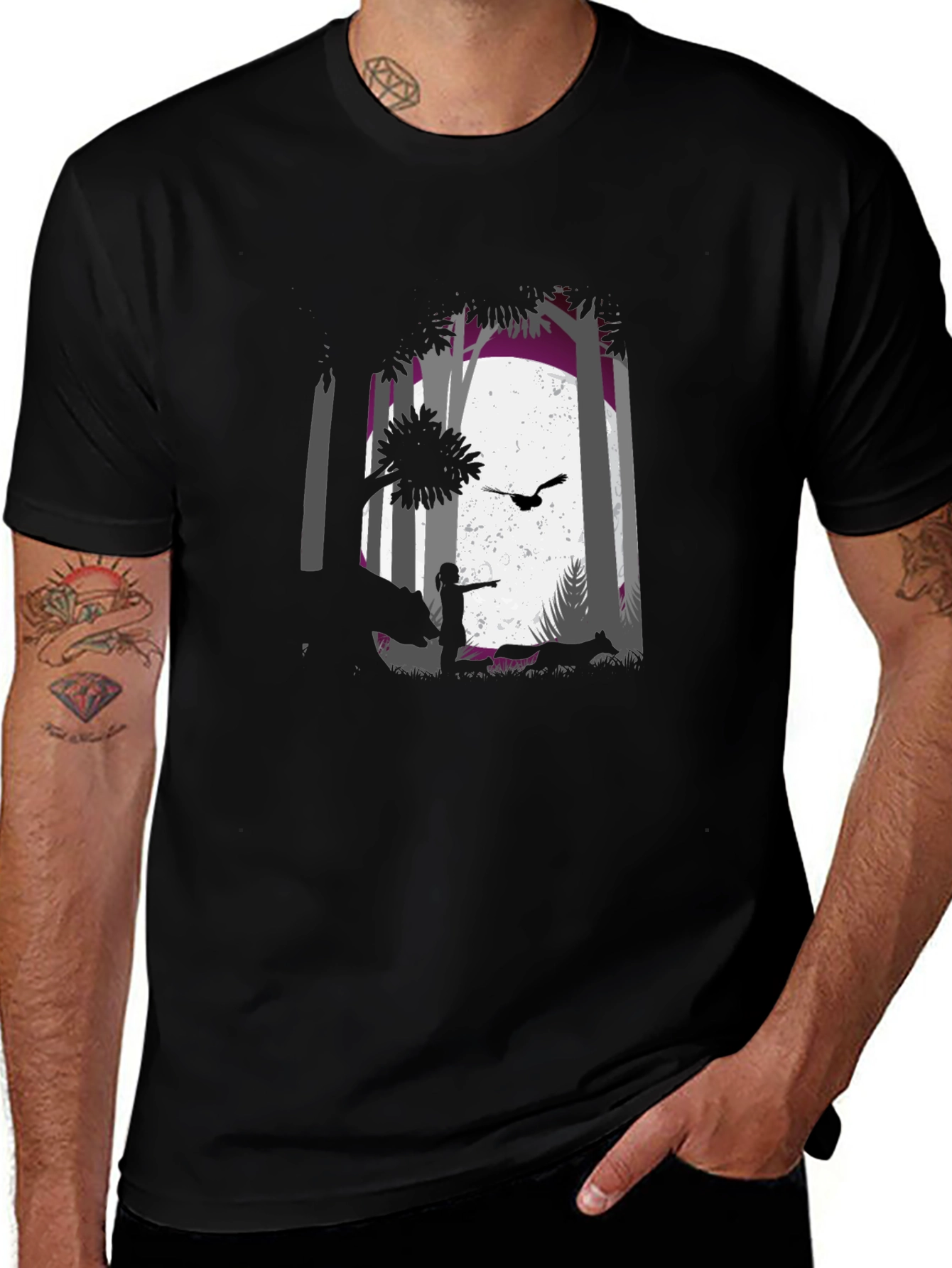 Forest Scene Black T-Shirt