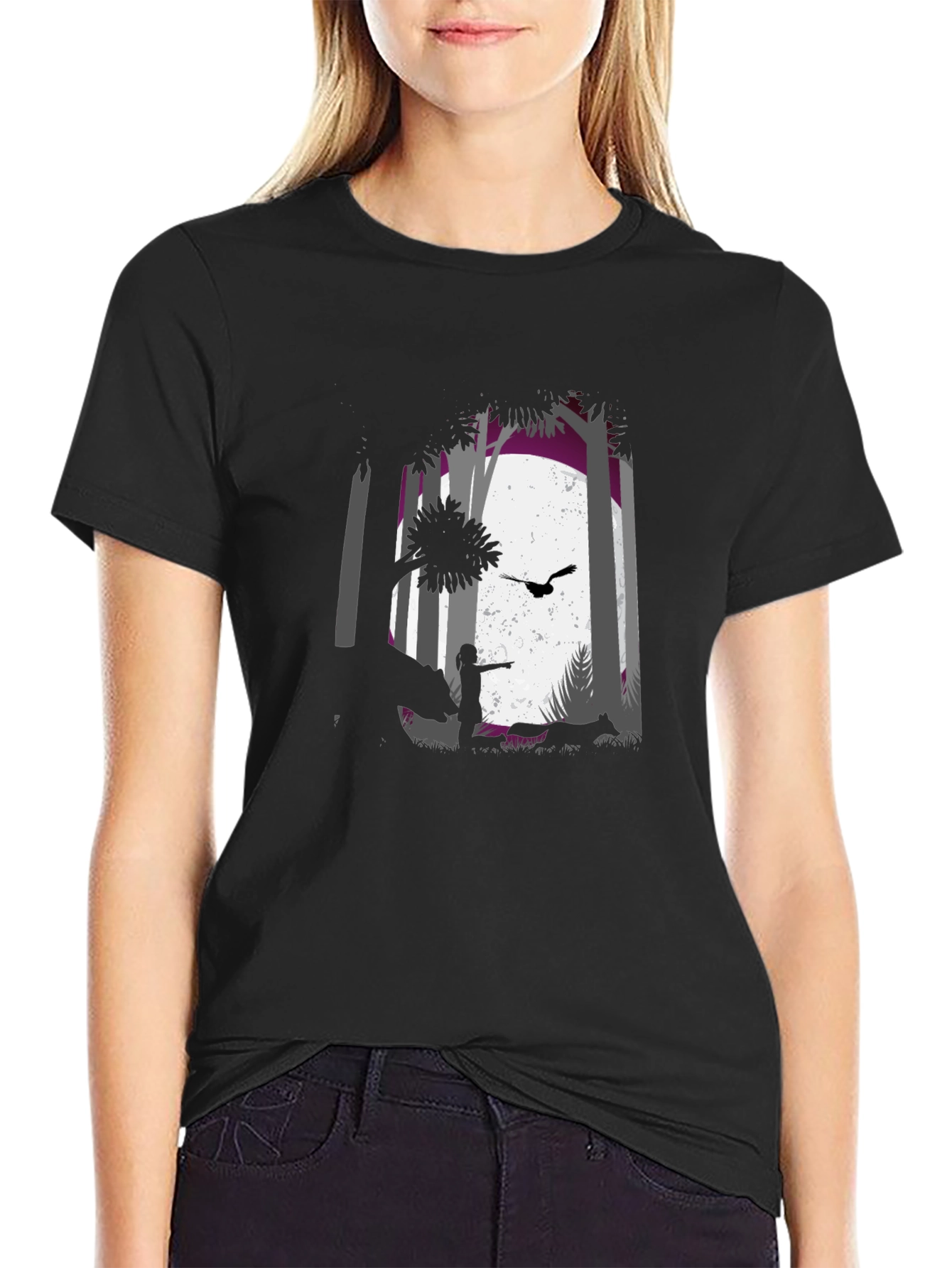 Forest Scene Black T-Shirt