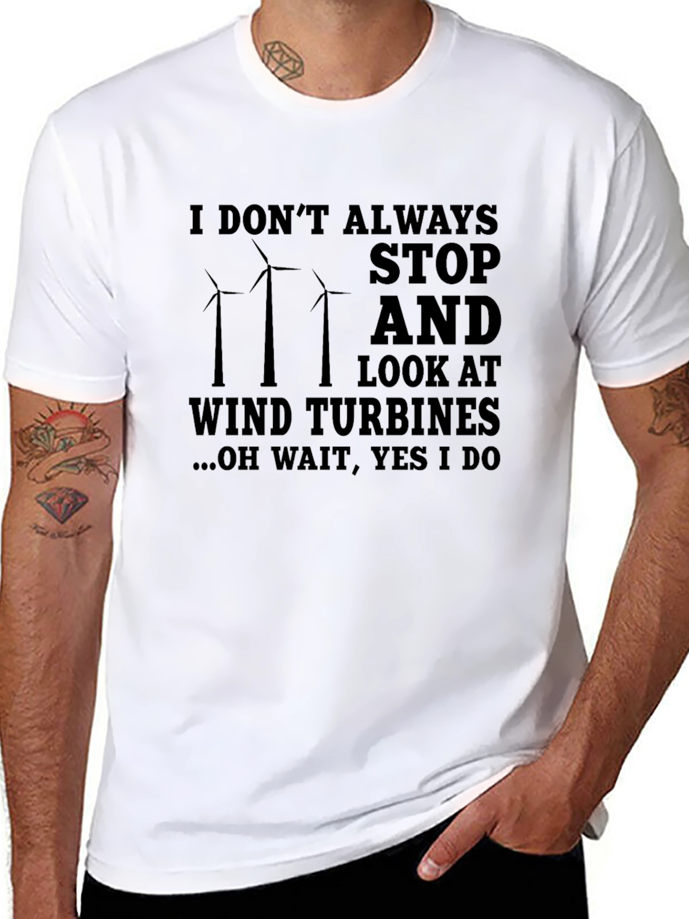 Wind Turbine T-Shirt: Stop & Look Design