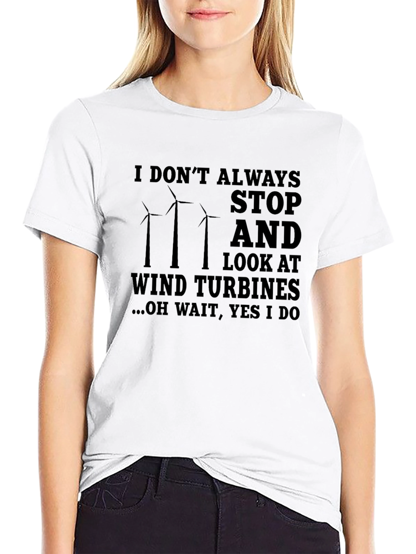 Wind Turbine T-Shirt: Stop & Look Design
