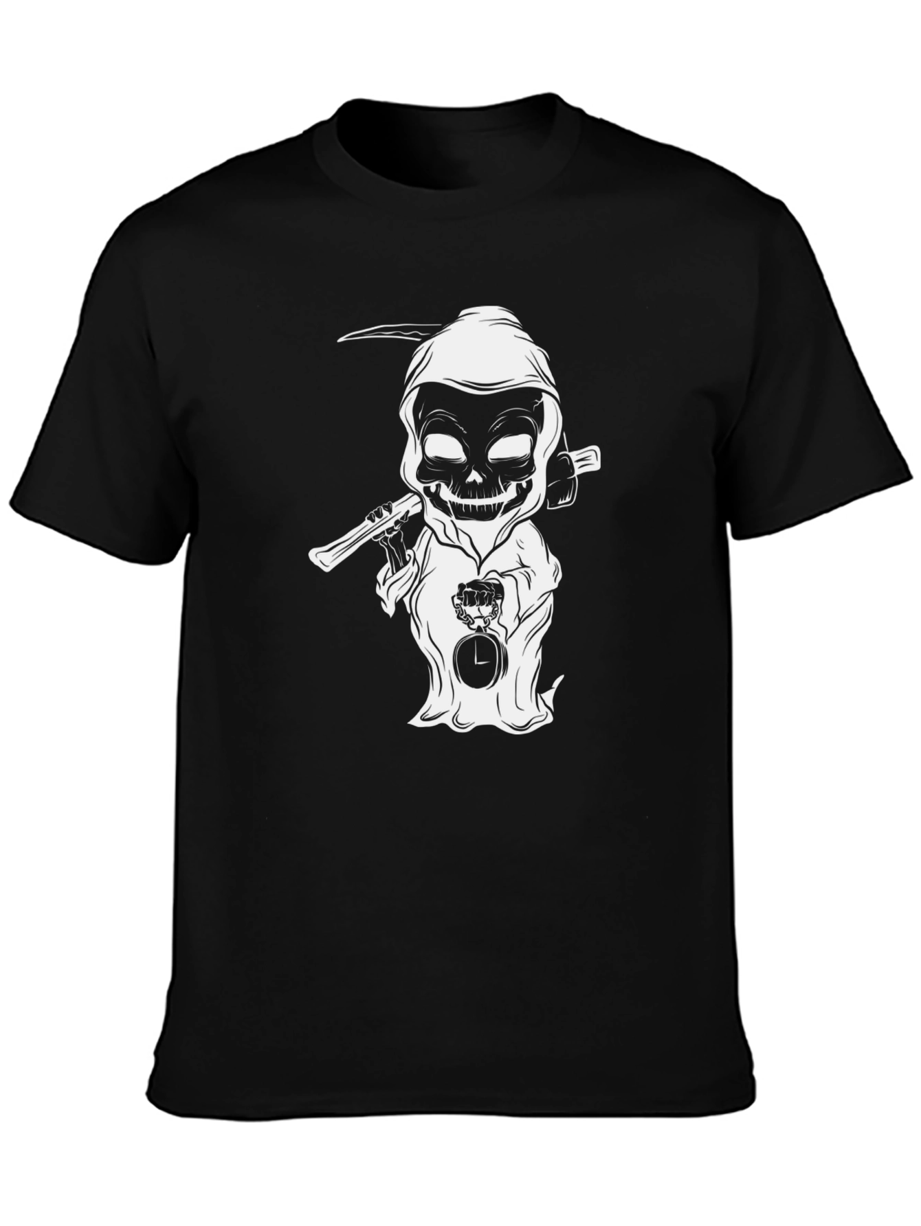 Grim Reaper Cartoon Black T-Shirt