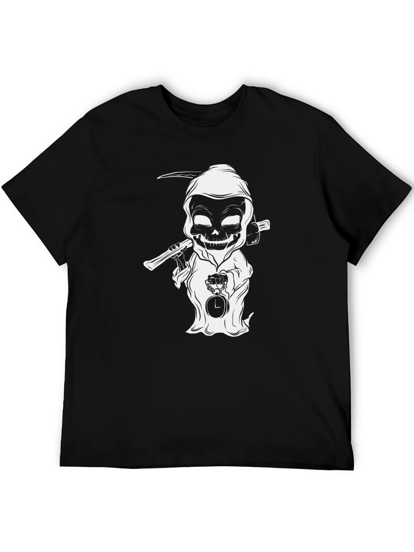 Grim Reaper Cartoon Black T-Shirt