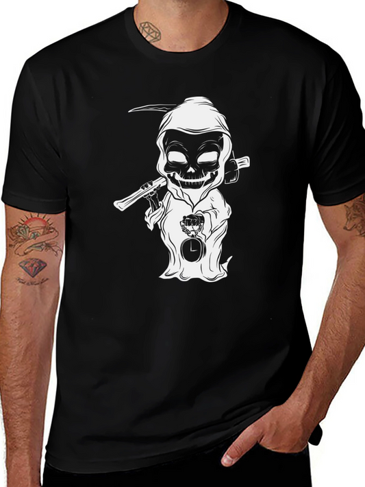 Grim Reaper Cartoon Black T-Shirt