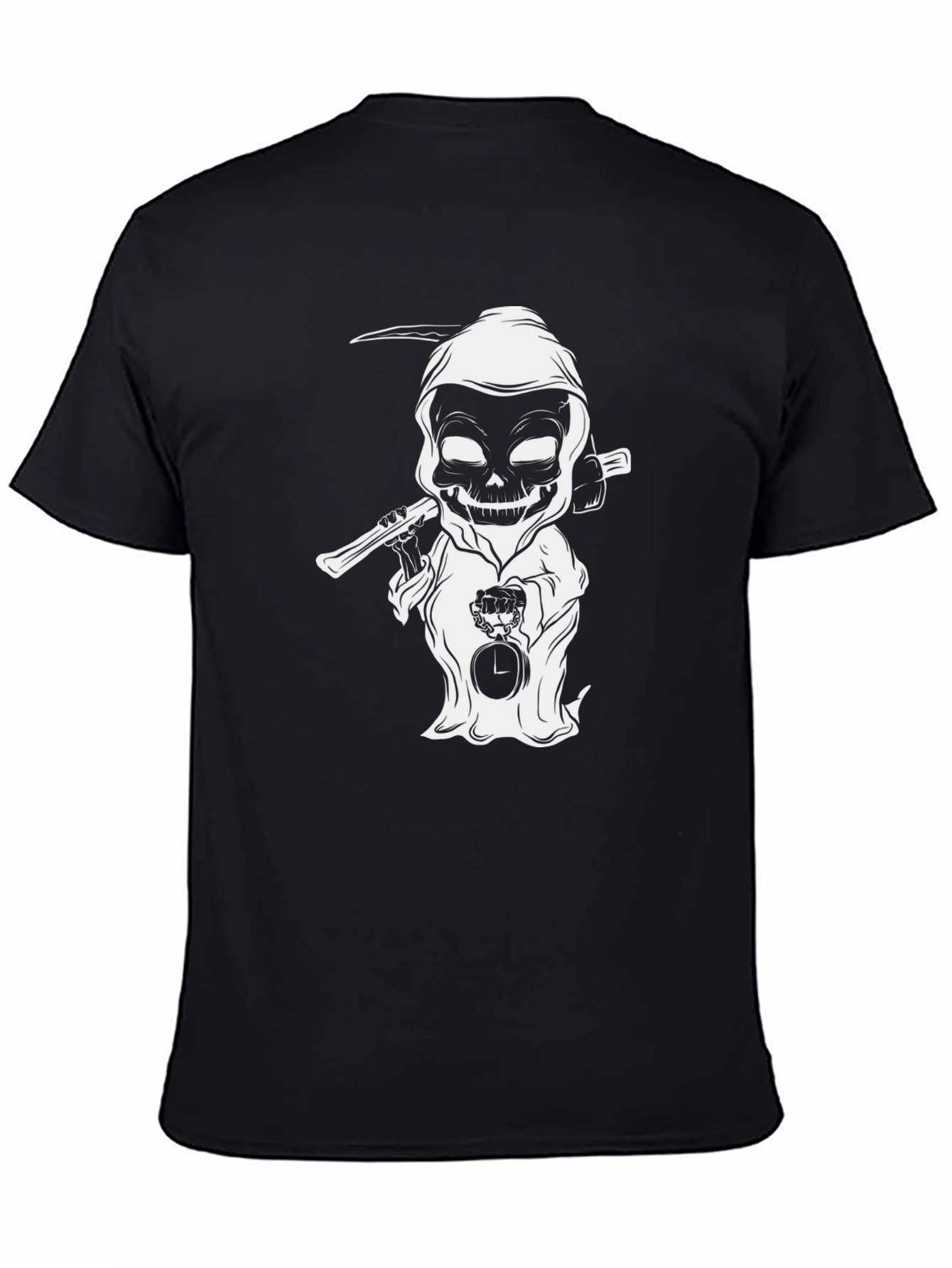 Grim Reaper Cartoon Black T-Shirt
