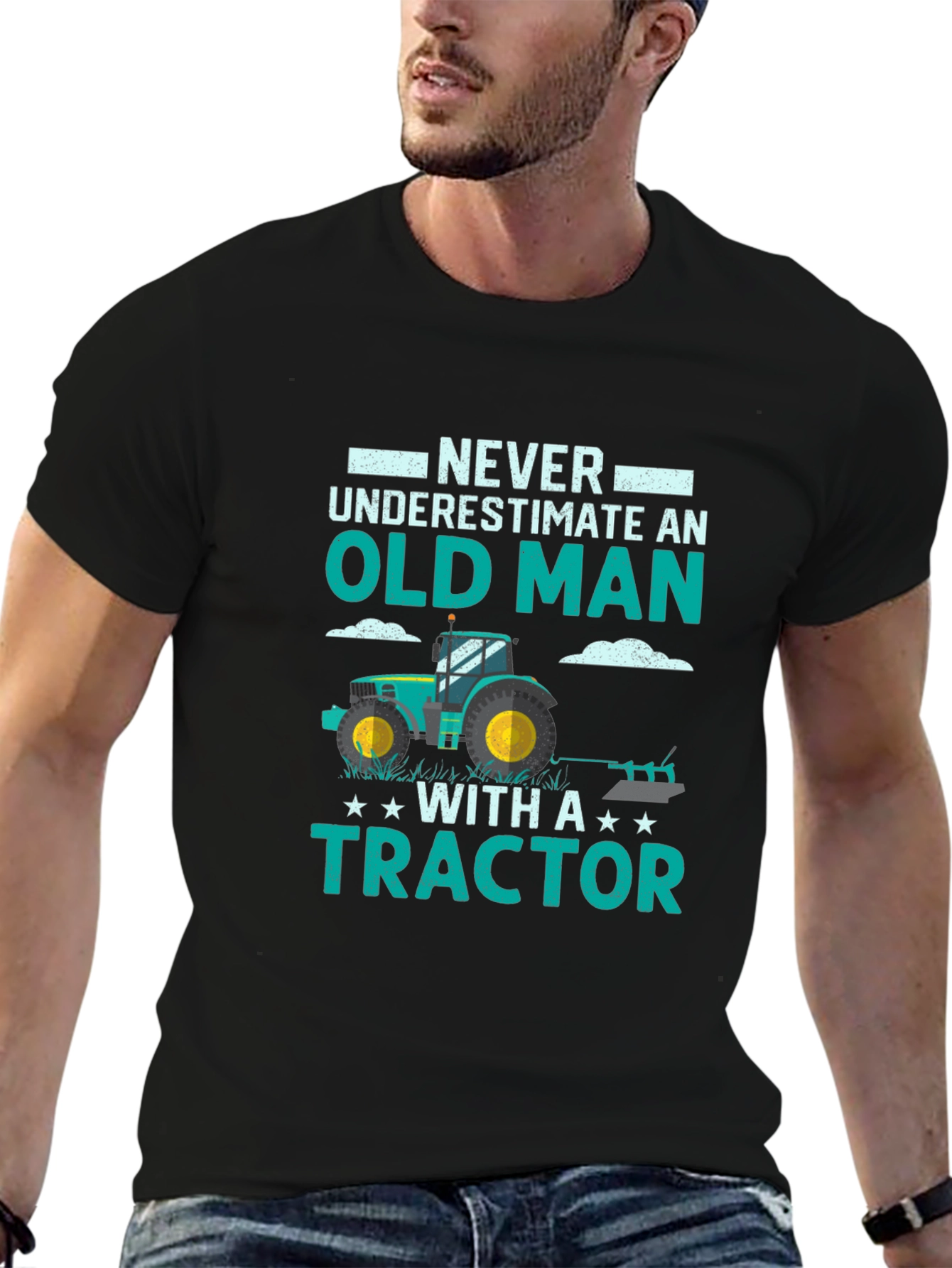 Old Man with Tractor Graphic Tee