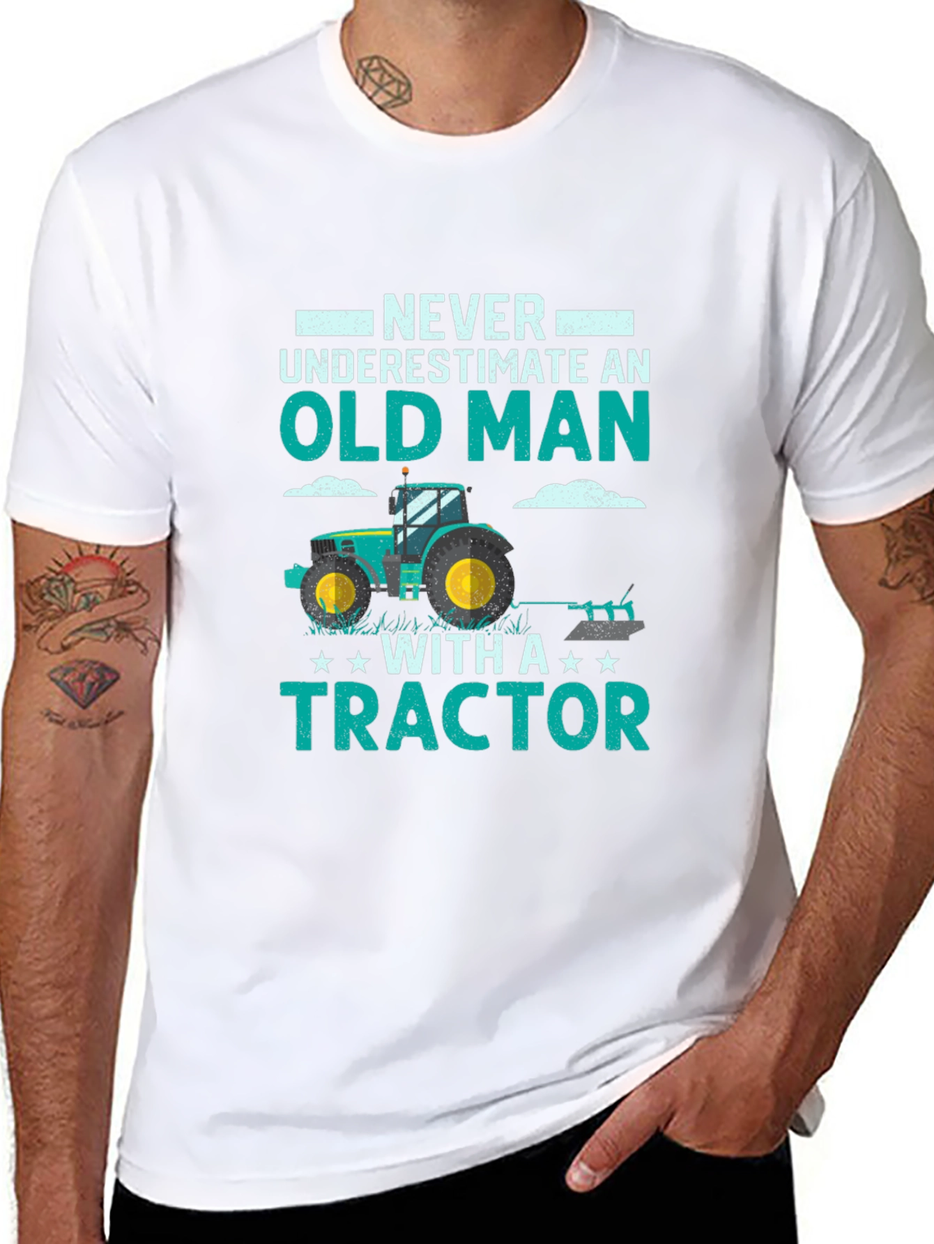 Old Man with Tractor Graphic Tee