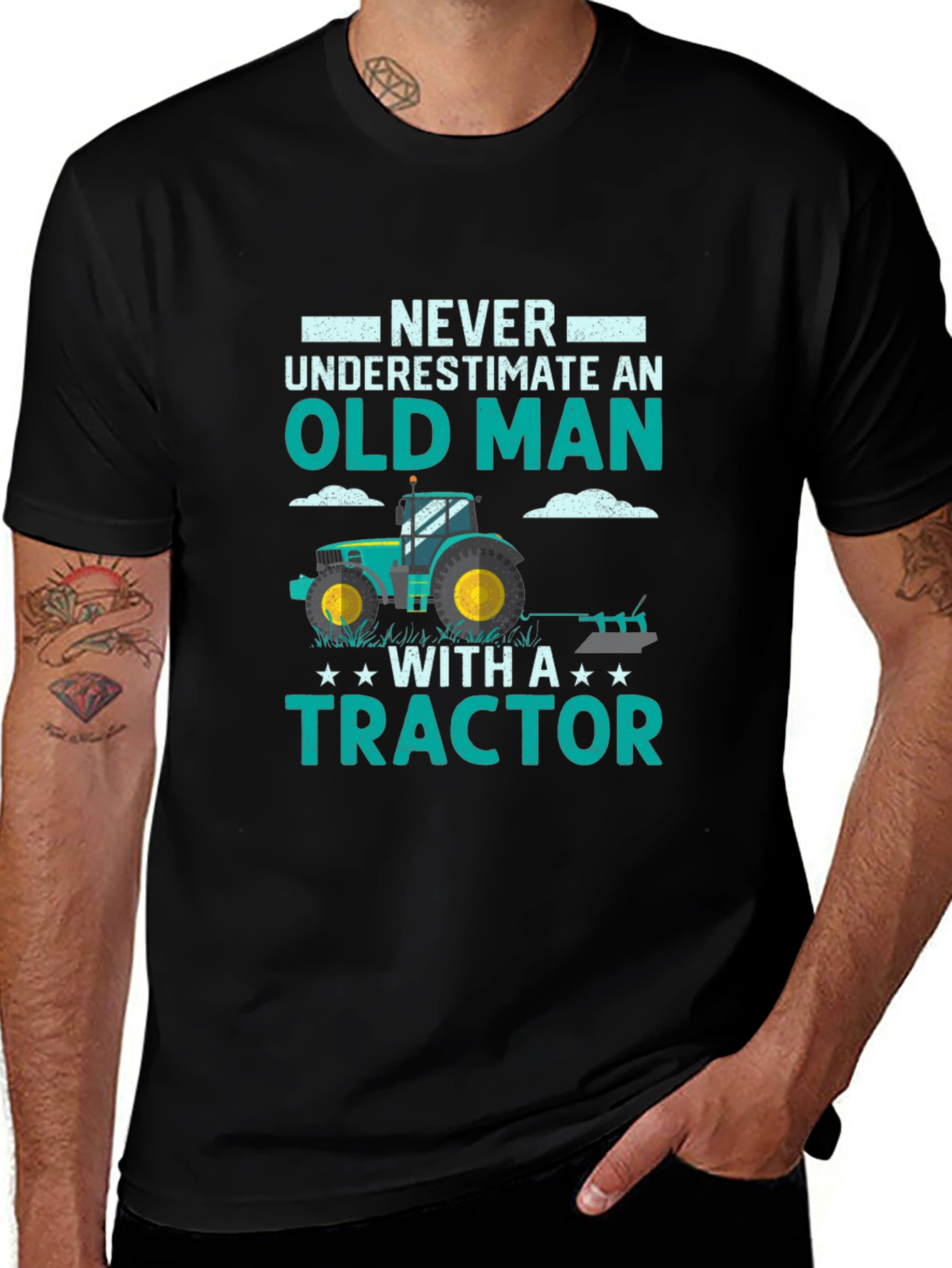 Old Man with Tractor Graphic Tee