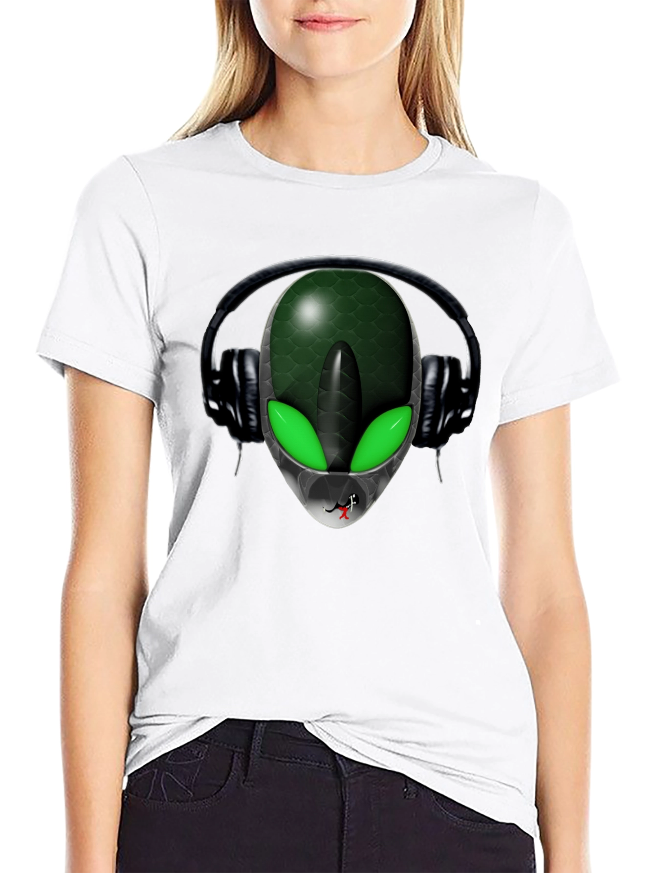 Alien DJ Black T-Shirt - Extraterrestrial Style