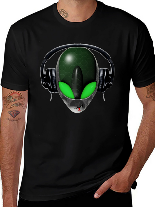 Alien DJ Black T-Shirt - Extraterrestrial Style