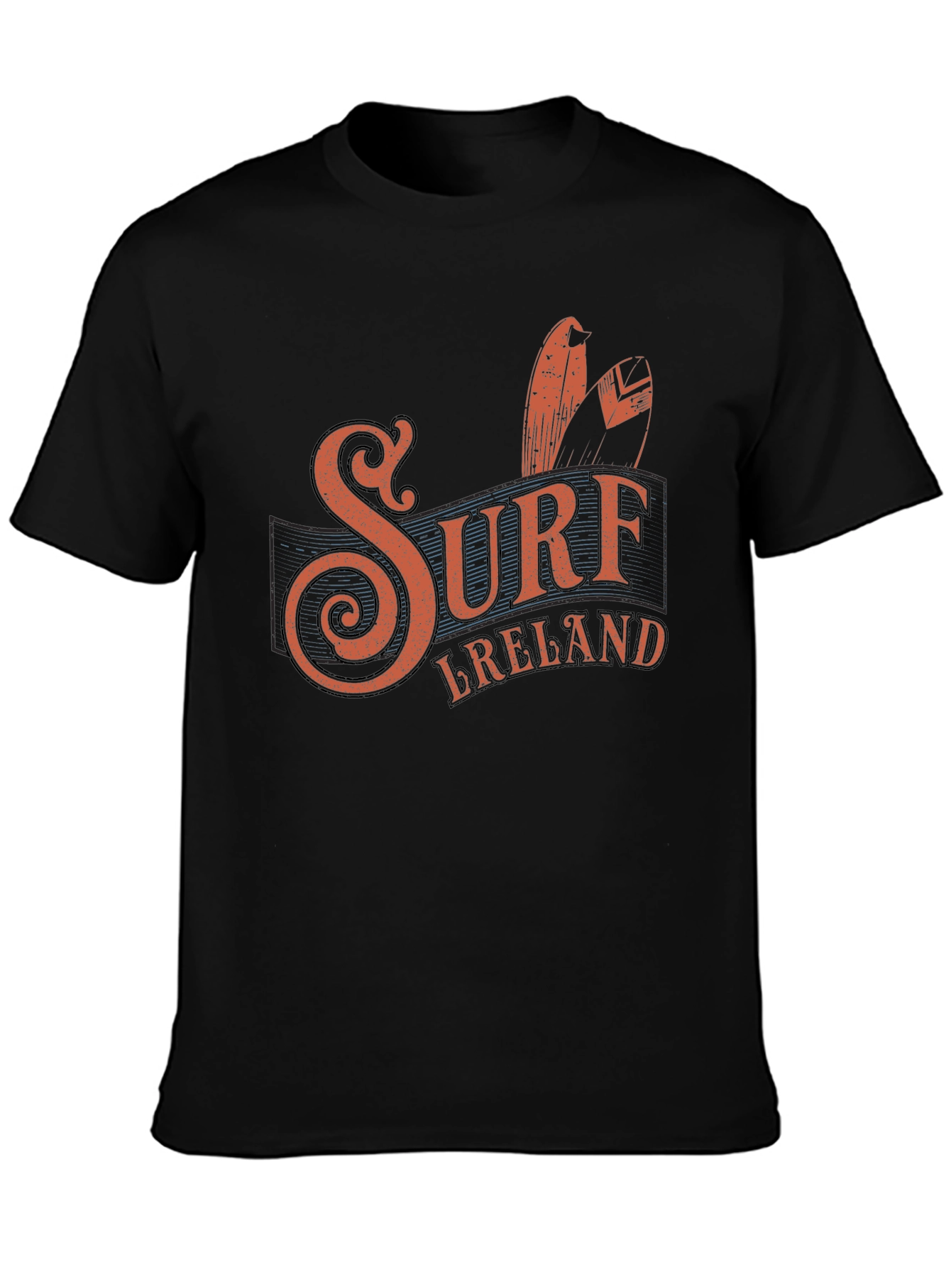 Surf Ireland Graphic Tee - Black Cotton T-Shirt