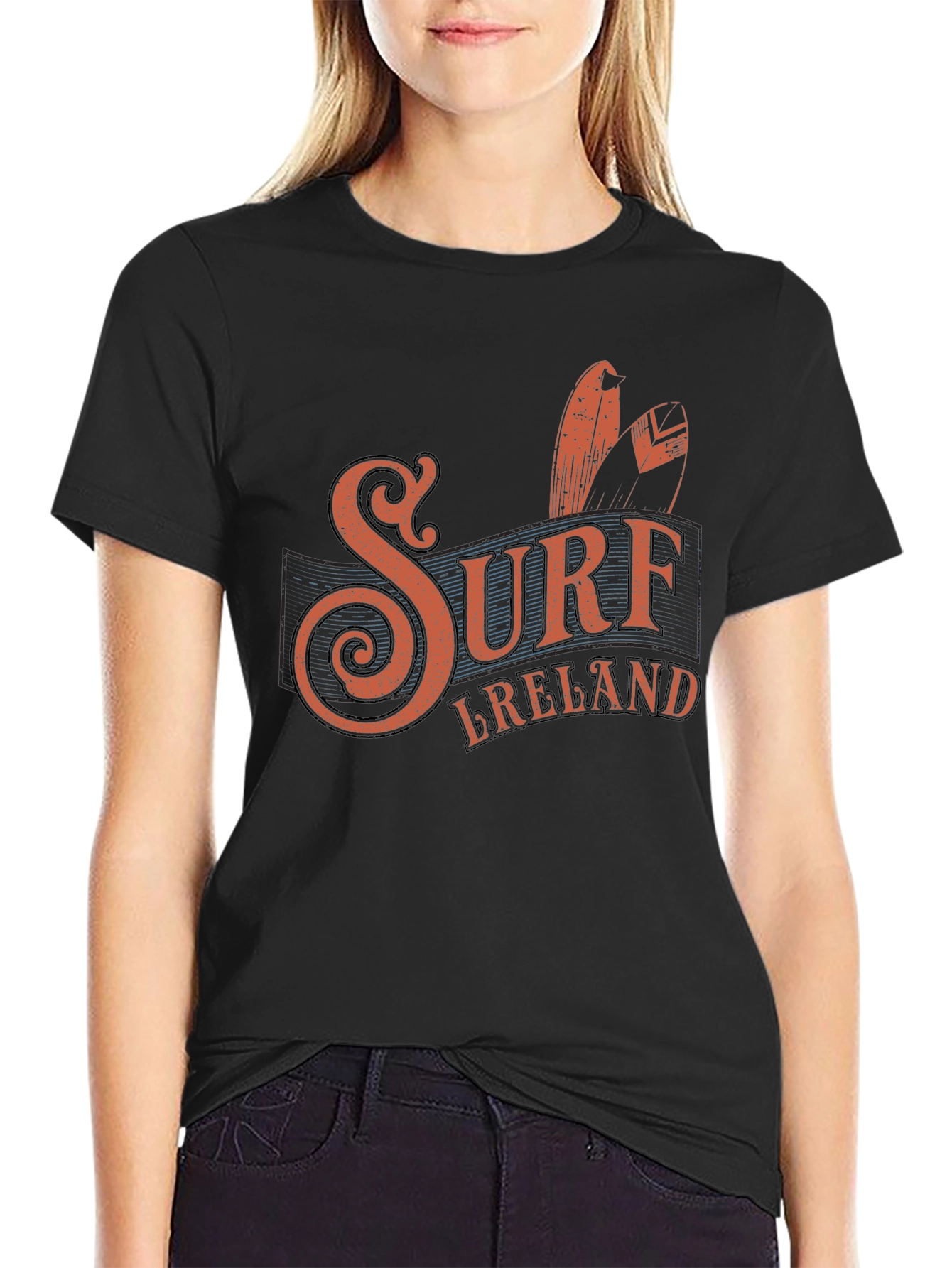Surf Ireland Graphic Tee - Black Cotton T-Shirt