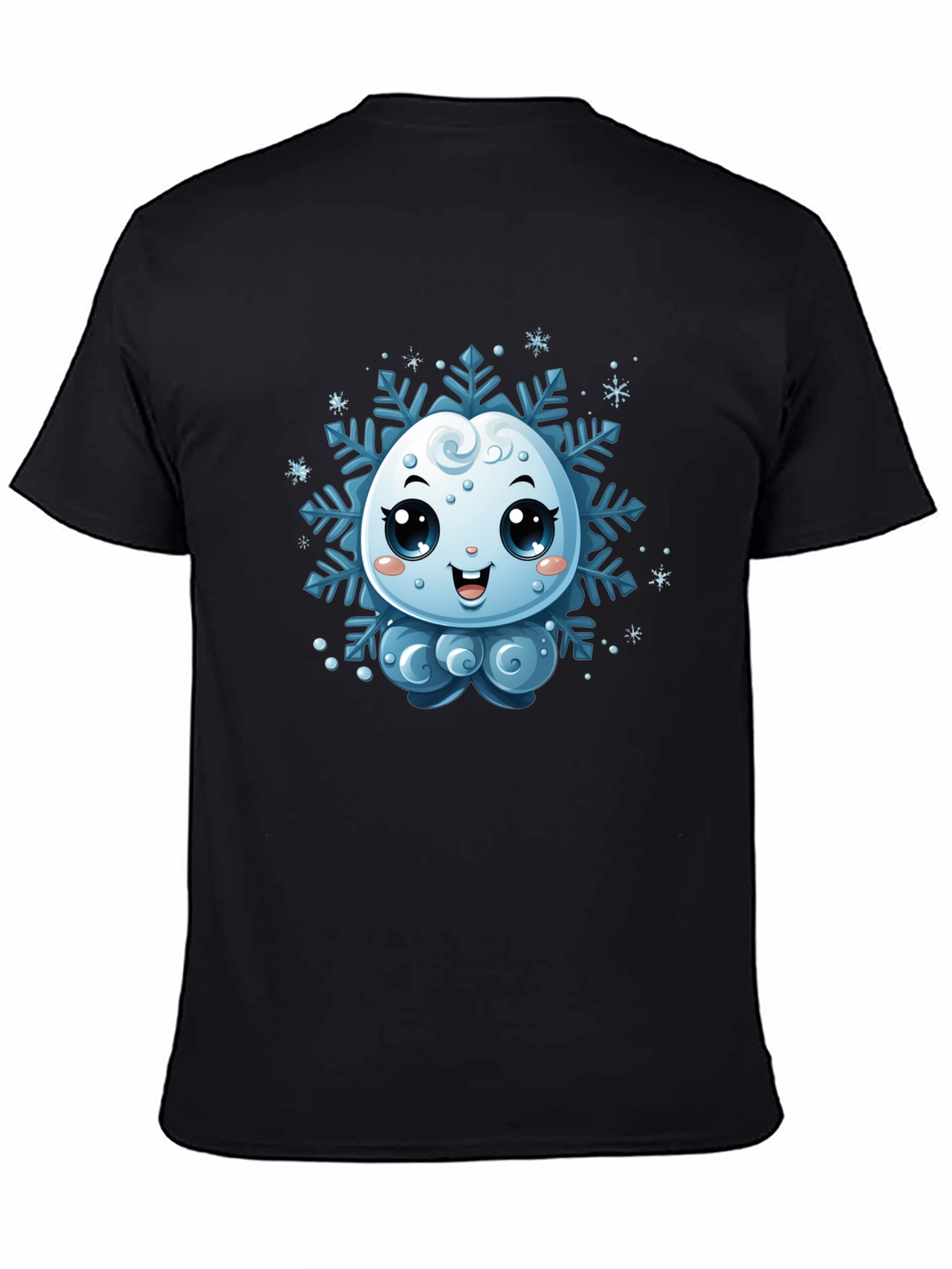 Cute Snowflake Graphic Tee - Black