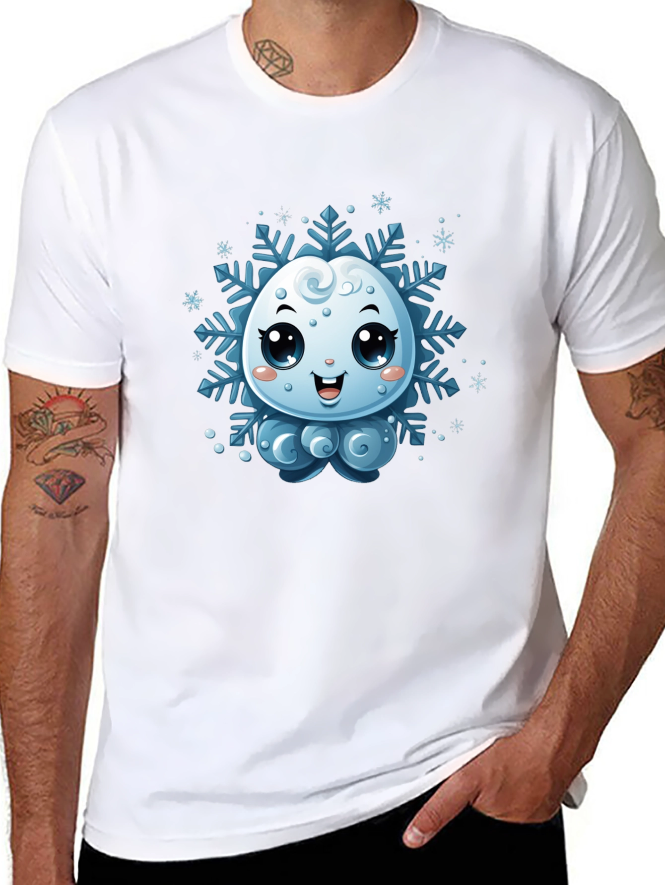 Cute Snowflake Graphic Tee - Black