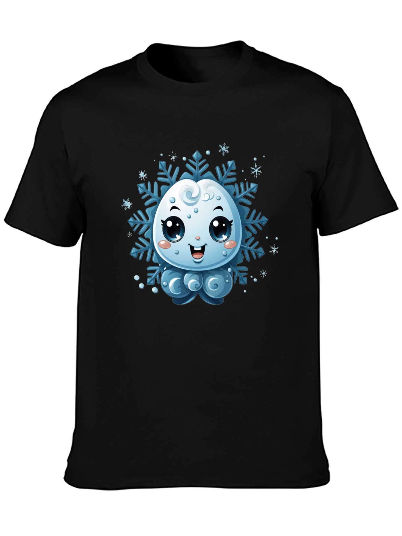 Cute Snowflake Graphic Tee - Black