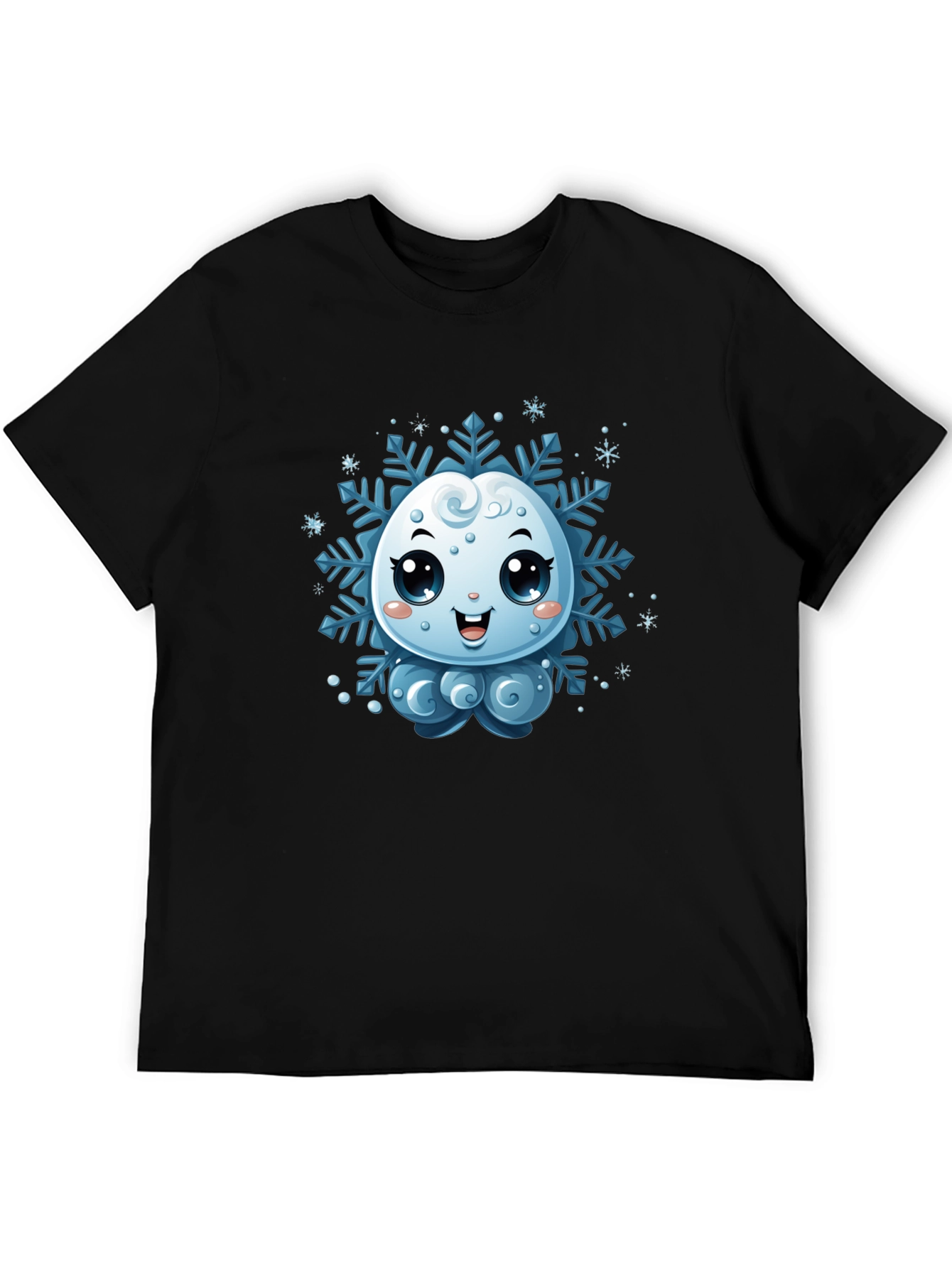 Cute Snowflake Graphic Tee - Black