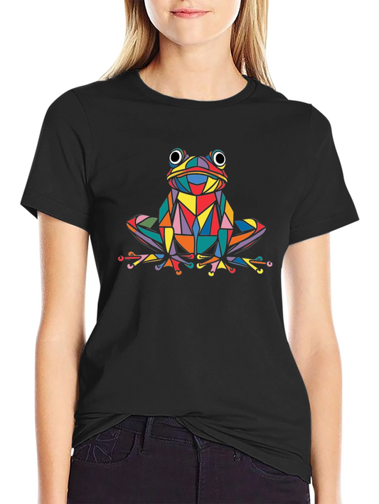 Geometric Frog Graphic Black T-Shirt