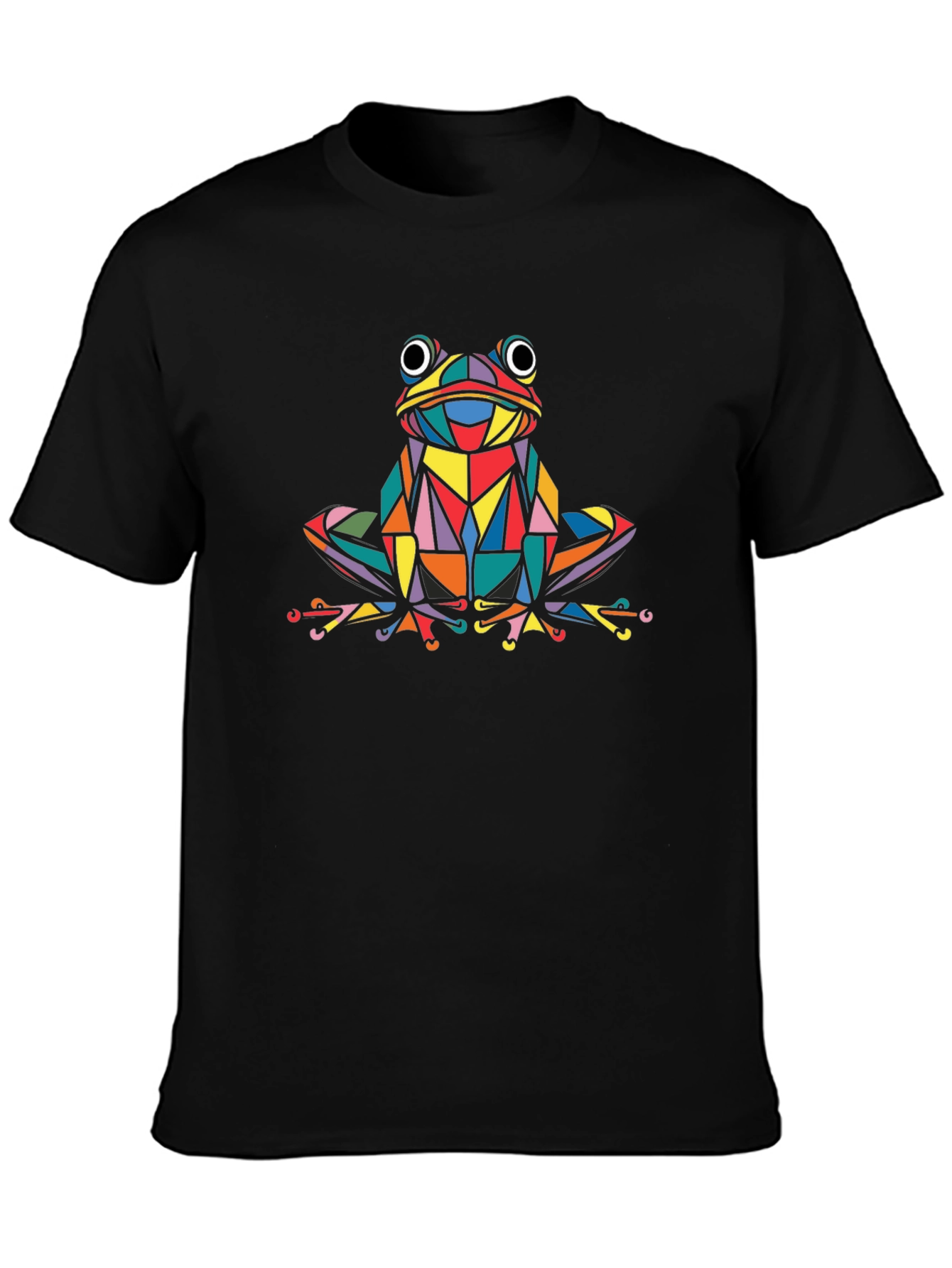 Geometric Frog Graphic Black T-Shirt