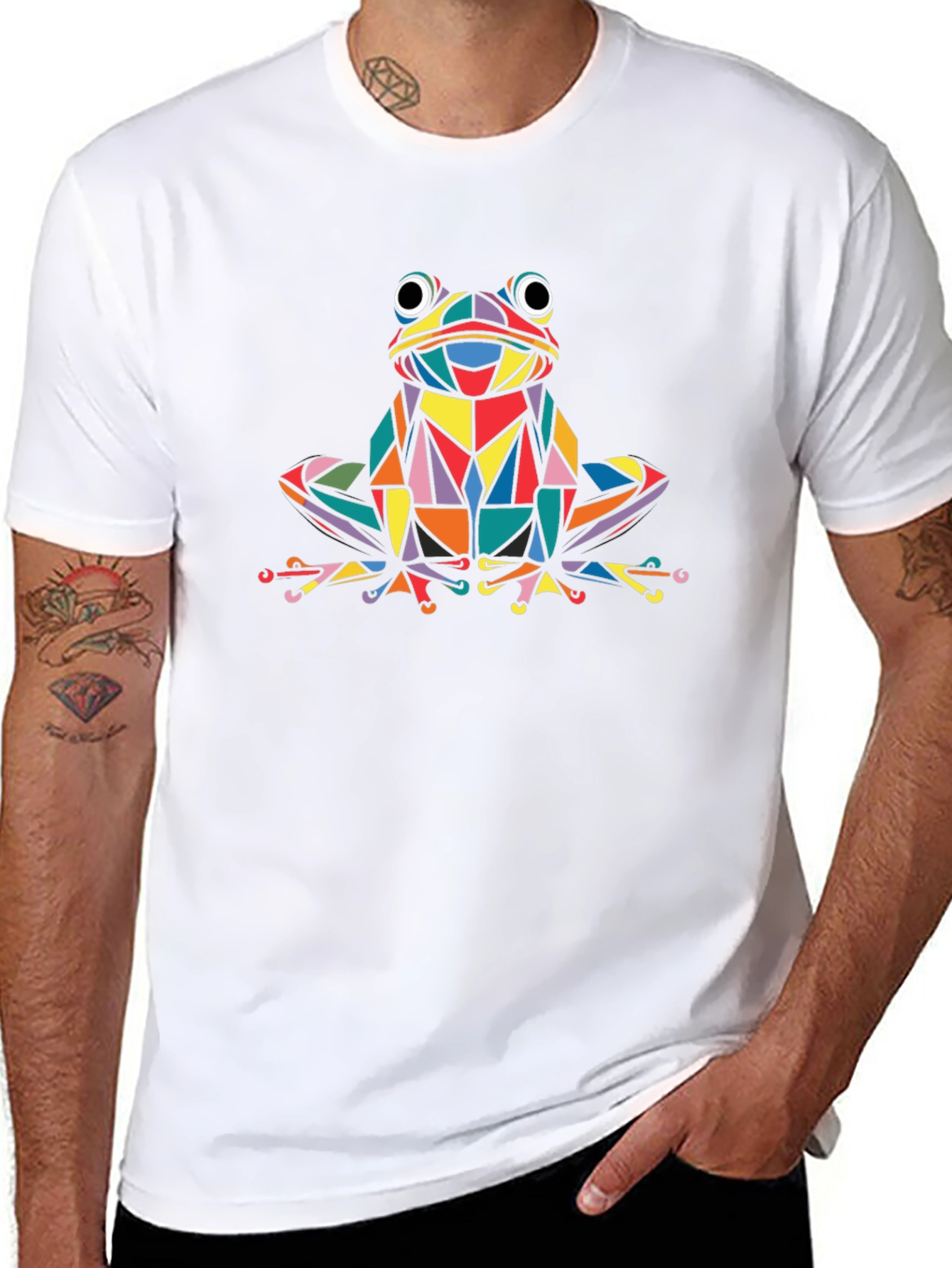 Geometric Frog Graphic Black T-Shirt