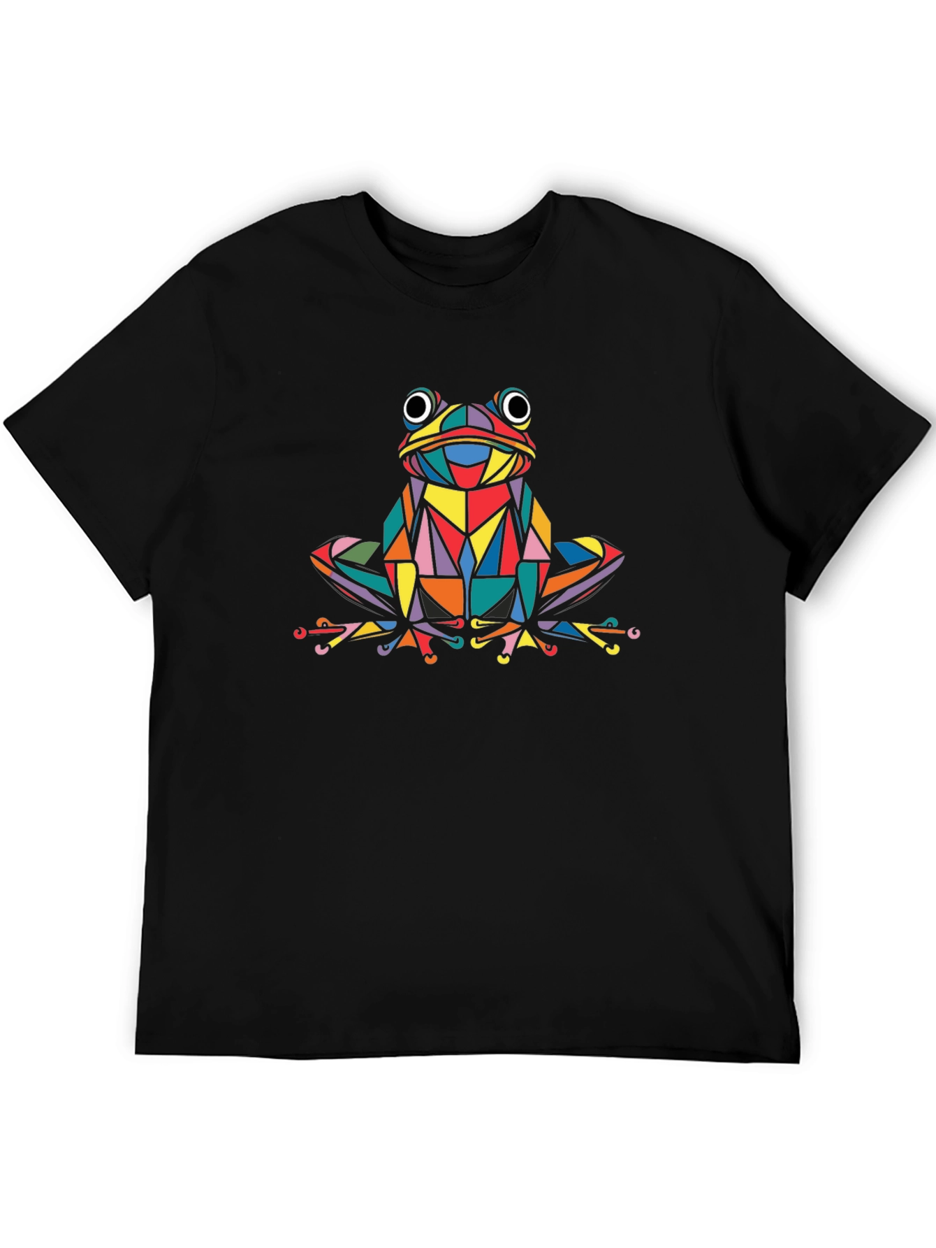 Geometric Frog Graphic Black T-Shirt