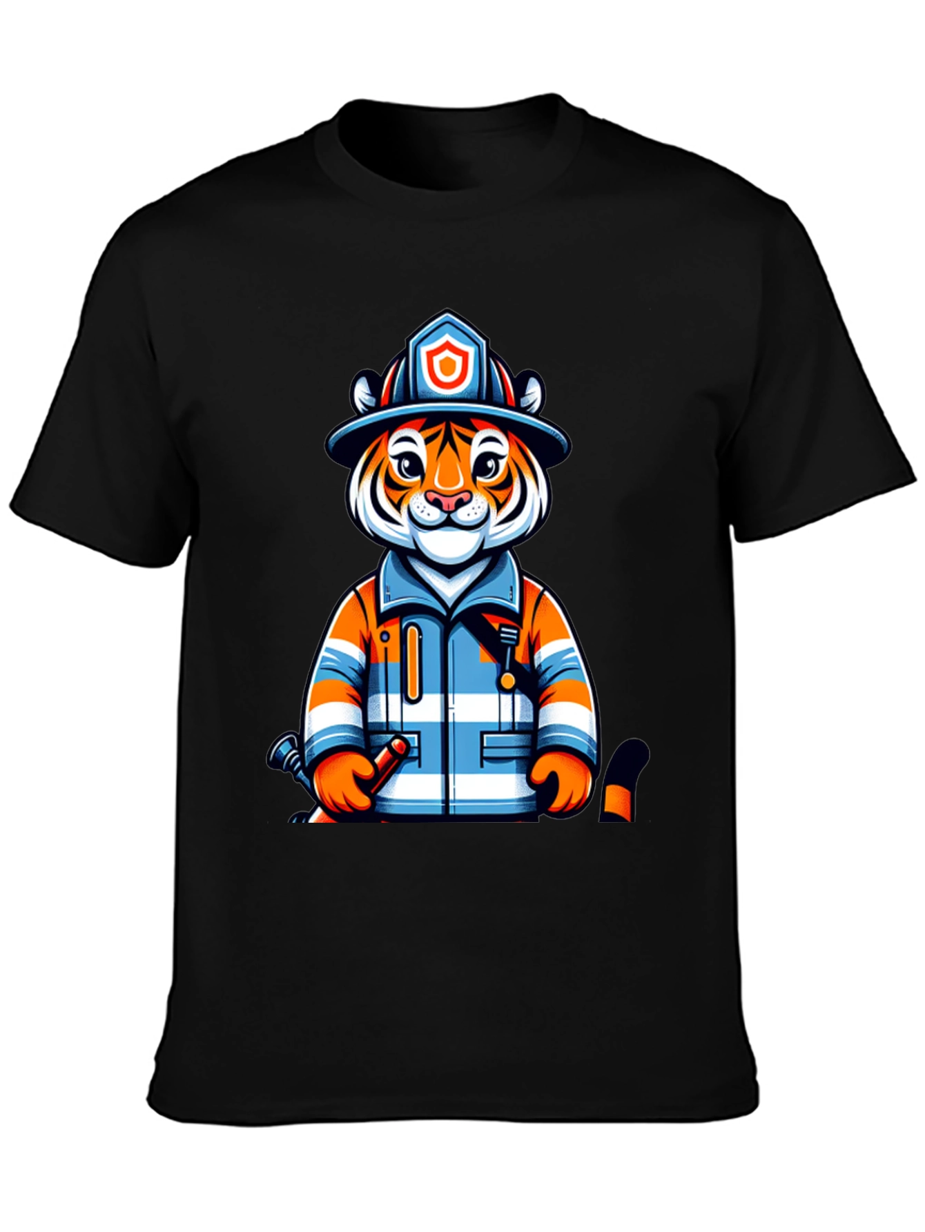Cartoon Tiger Firefighter T-Shirt