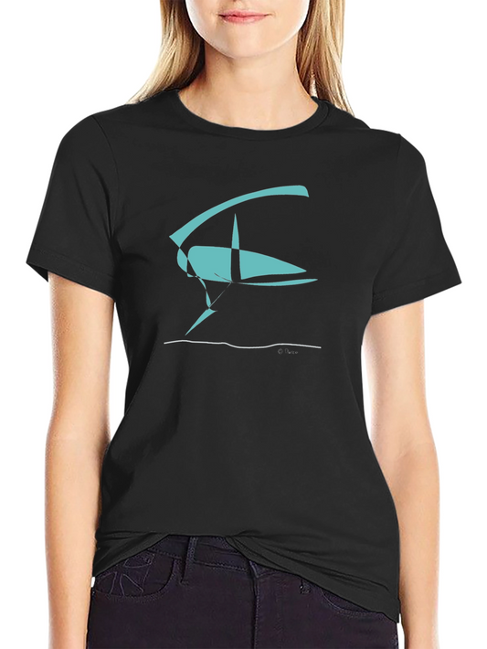 Abstract Sailboat Graphic Tee - Black