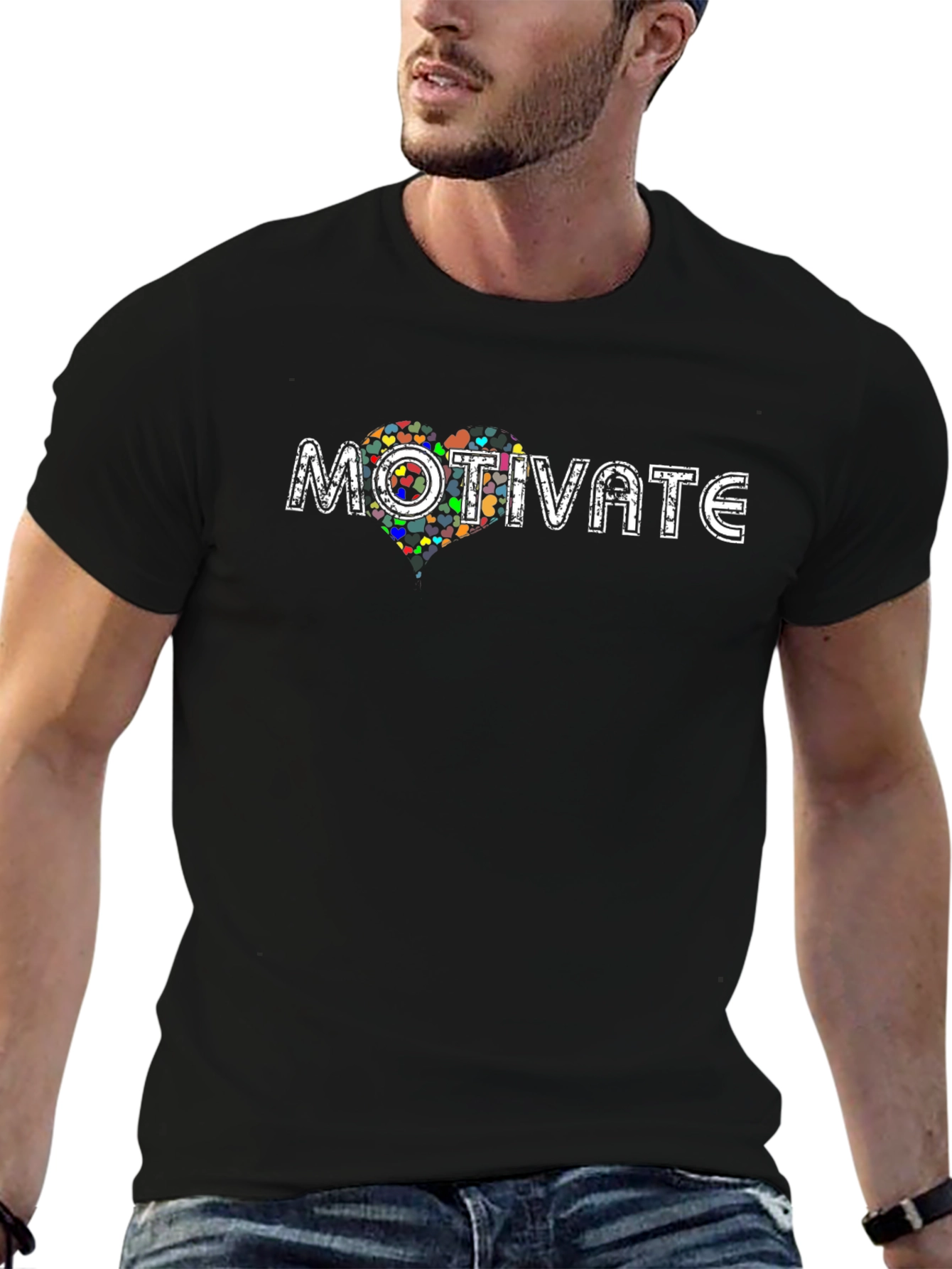 Motivate Heart Graphic Black T-Shirt